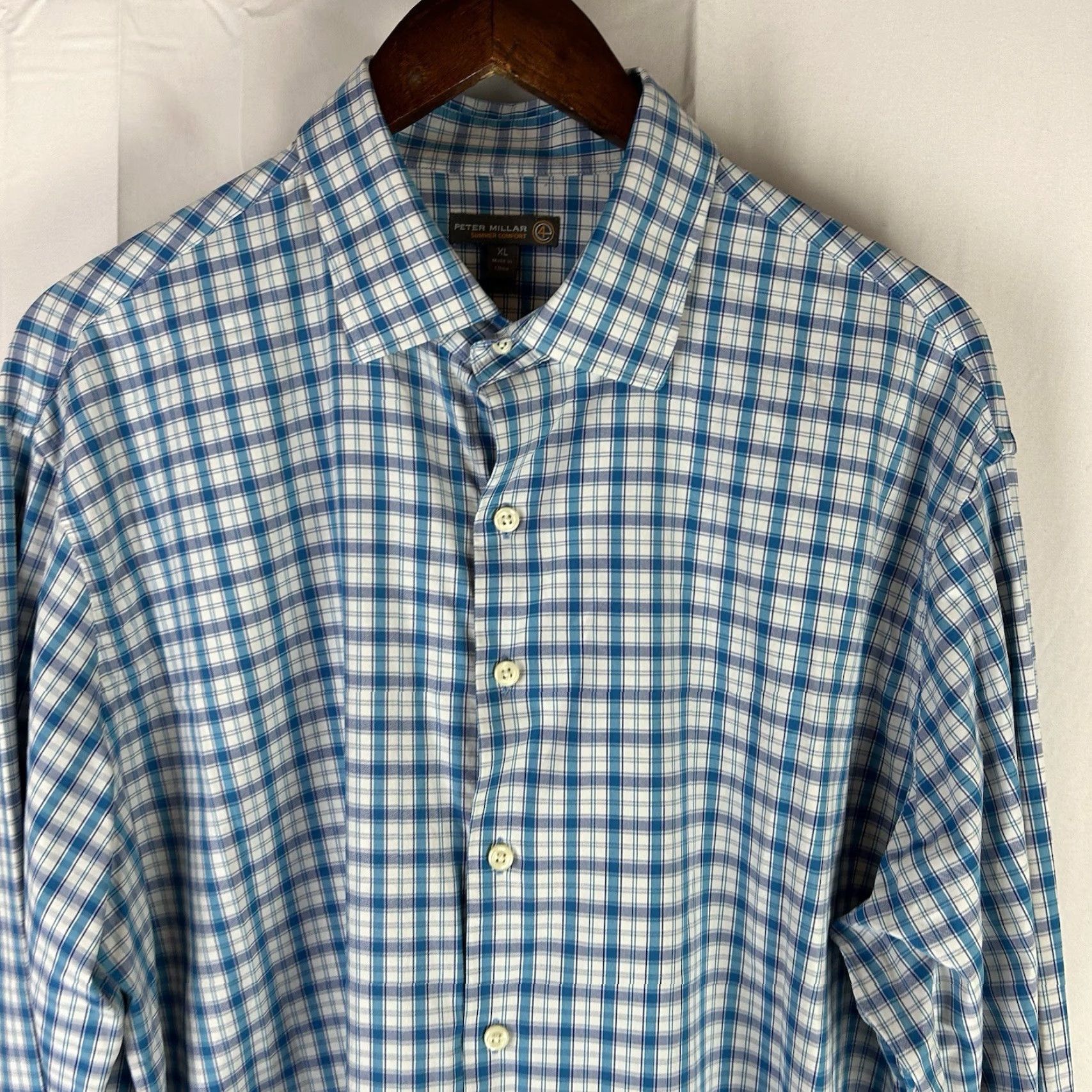 Peter Millar PETER MILLAR Summer Comfort Men’s Blue Check Plaid Shirt XL Size US XL / EU 56 / 4 - 2 Thumbnail