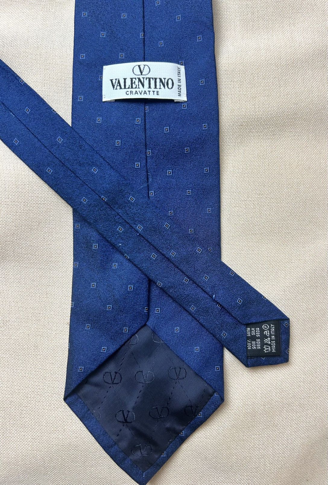 Valentino Valentino blue geometric Silk Mens Tie Size ONE SIZE - 3 Thumbnail