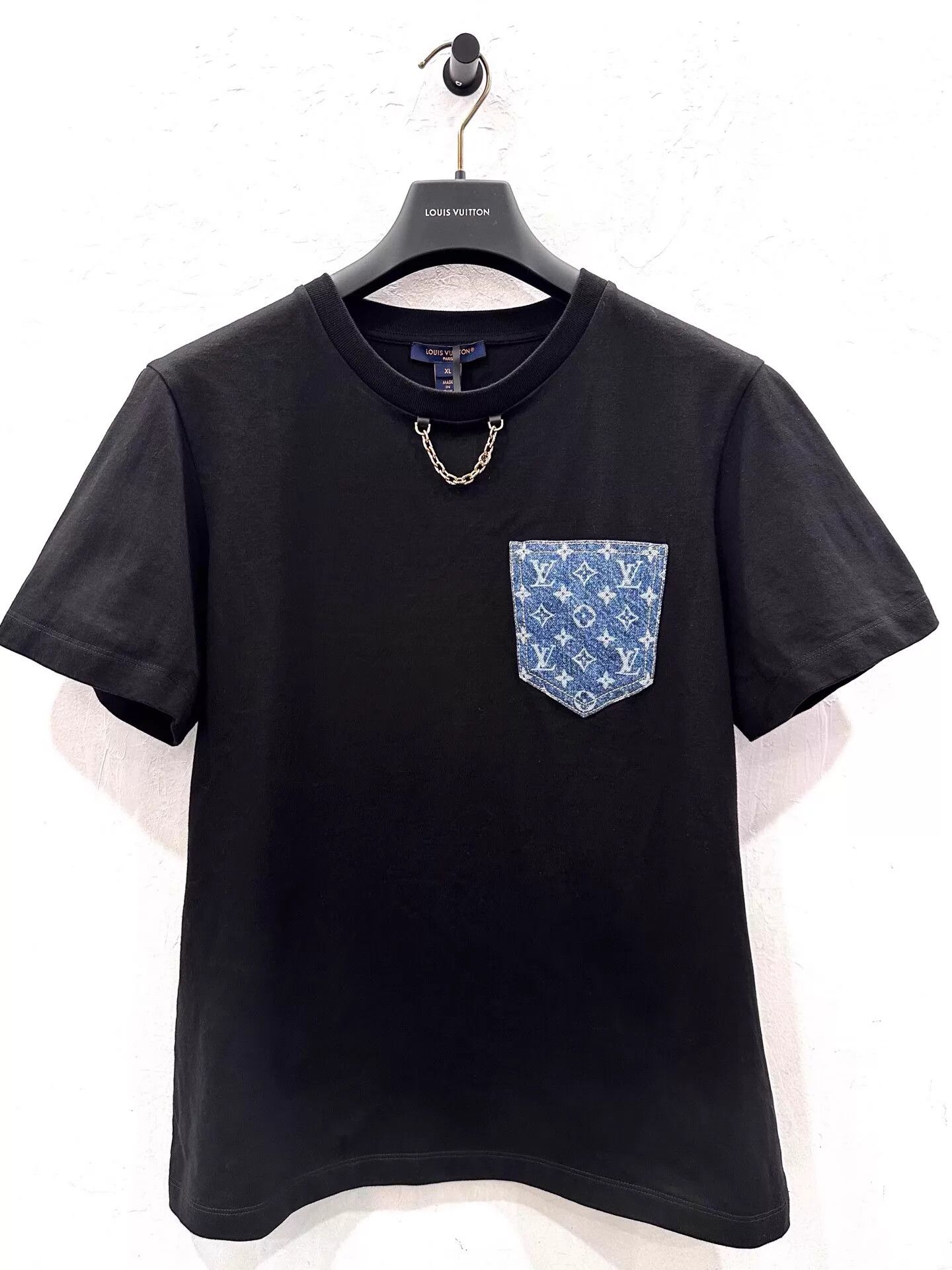 Louis Vuitton LV Women's Monogram Denim Pocket Black Short Sleeve Tee XL Size XL / US 12-14 / IT 48-50 - 1 Thumbnail