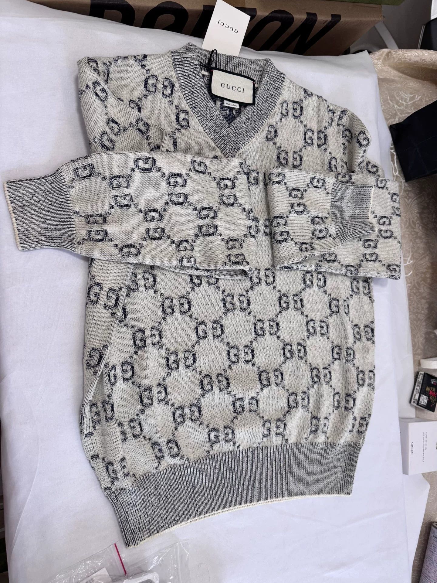 Gucci gucci grey knit sweater with double g pattern Size US M / EU 48-50 / 2 - 2 Thumbnail