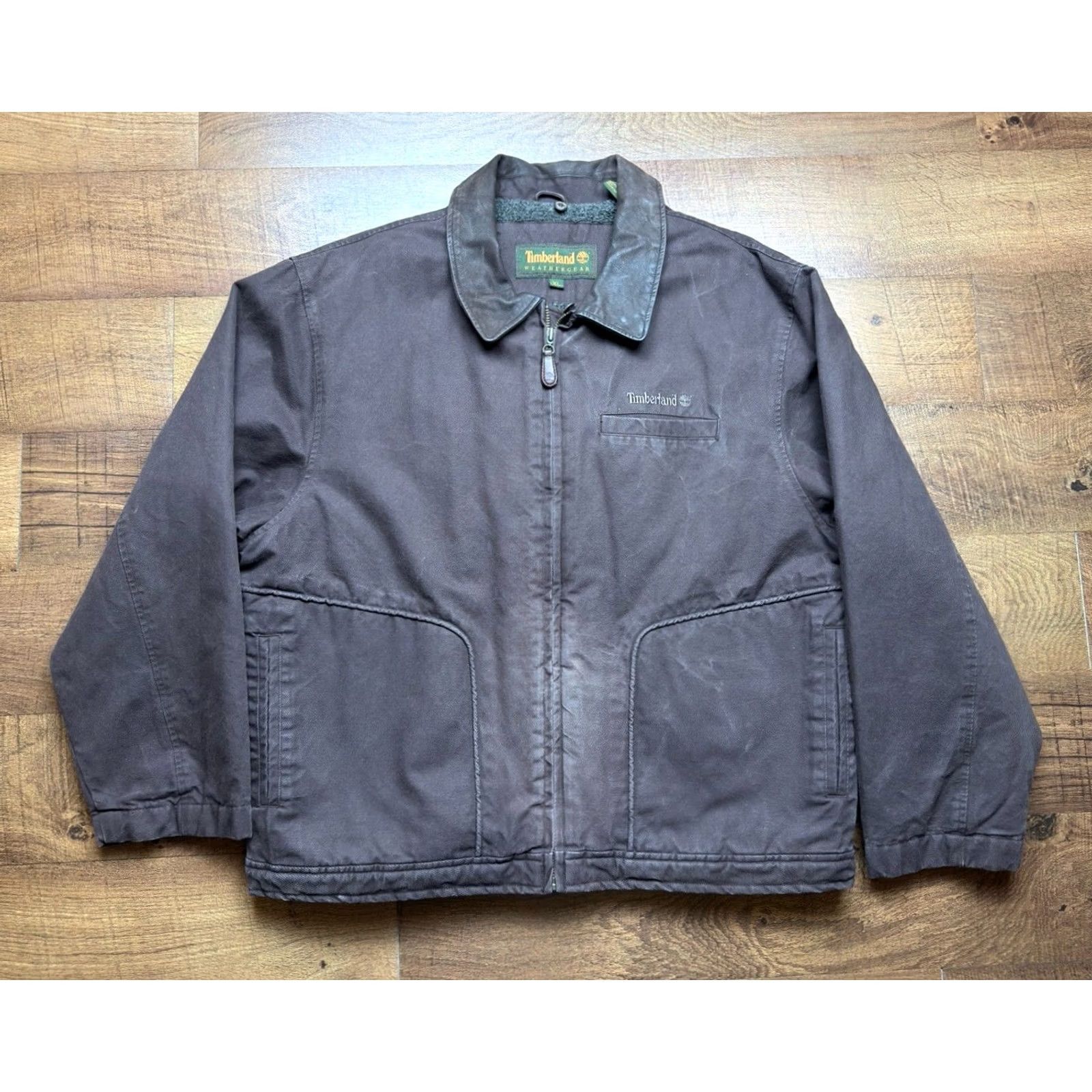 Timberland Timberland Weathergear Chore Jacket Coat Vintage Trucker XL Brown Leather Size US XL / EU 56 / 4 - 2 Thumbnail