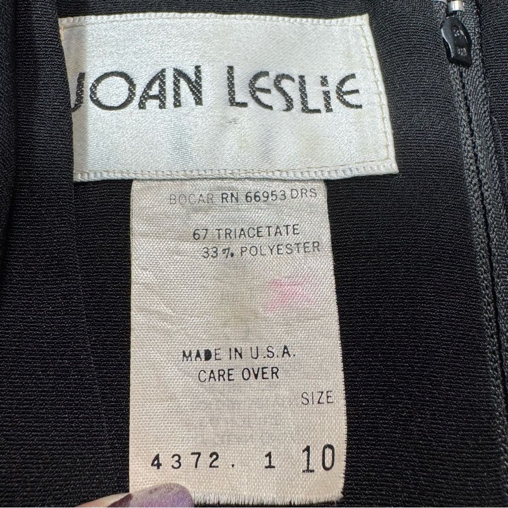 Other Vintage Joan Leslie Black Long Sleeve V-Neck Side Bow Detai Size L / US 10 / IT 46 - 7 Thumbnail