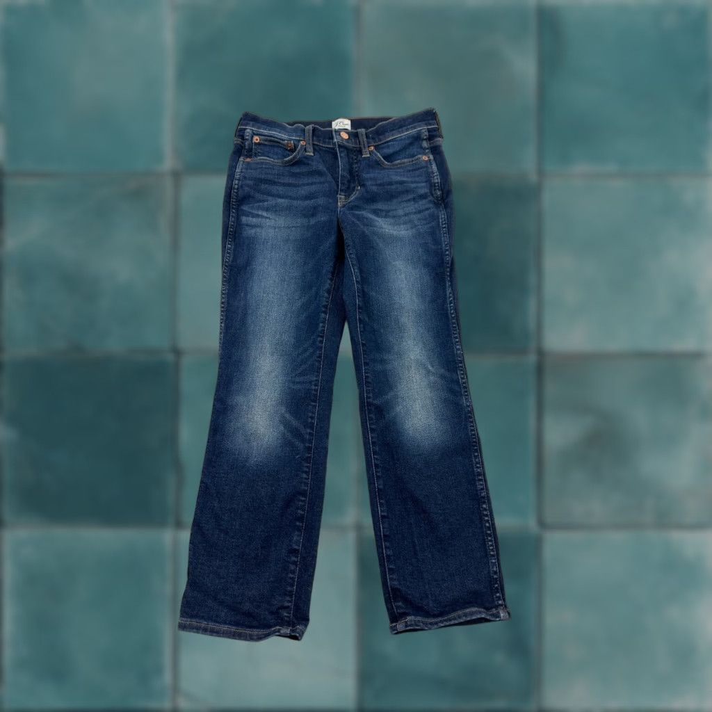 J.Crew VINTAGE J.CREW Jeans Womens Petite 26P Blue Denim Straight 9" Dark Wash Mid Rise 5-Pocket Size 26" / US 2 / IT 38 - 1 Thumbnail