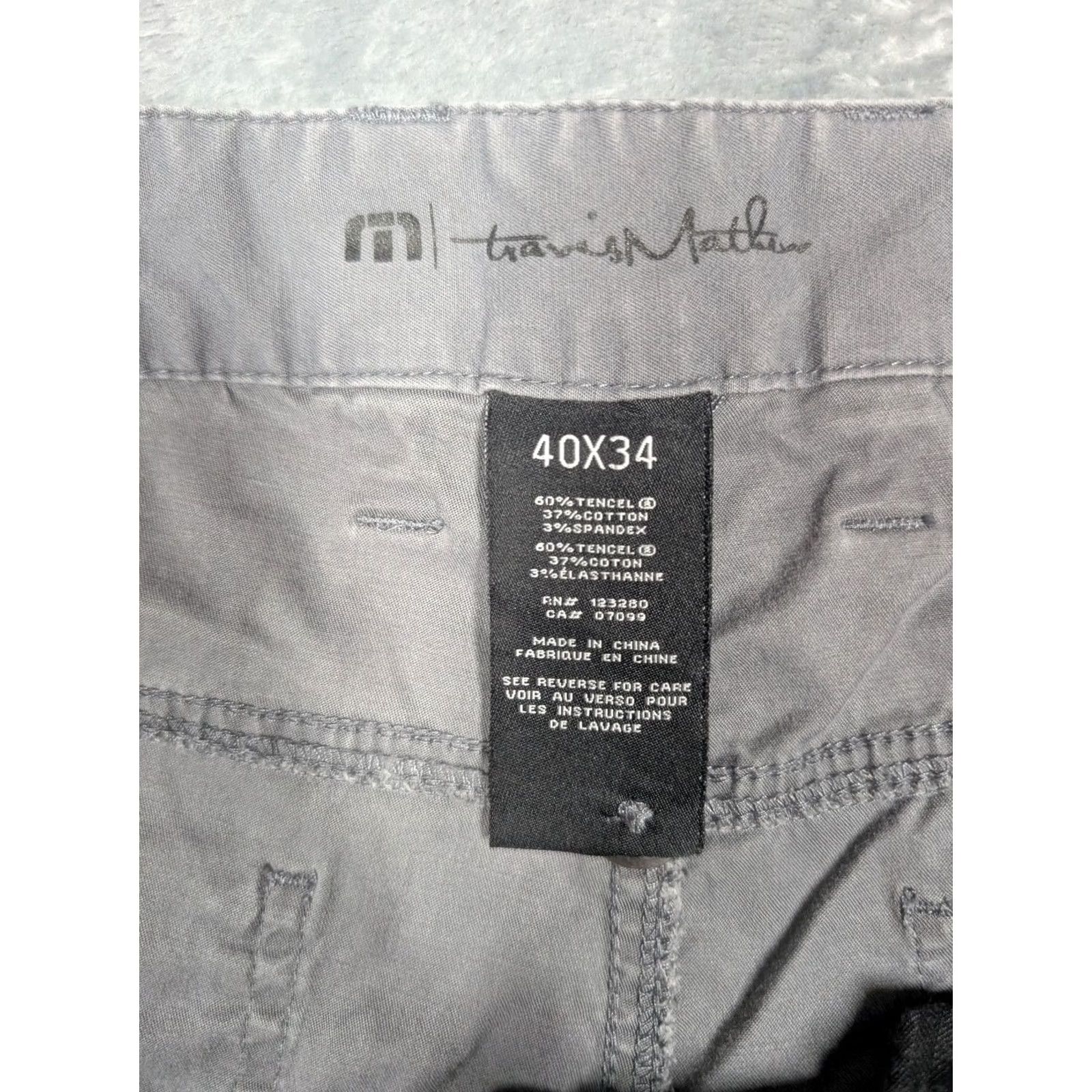 TravisMathew TravisMathew Pants Mens 40x34 Gray Stretch Chino Straight Leg Casual Golf Size US 40 / EU 56 - 5 Thumbnail