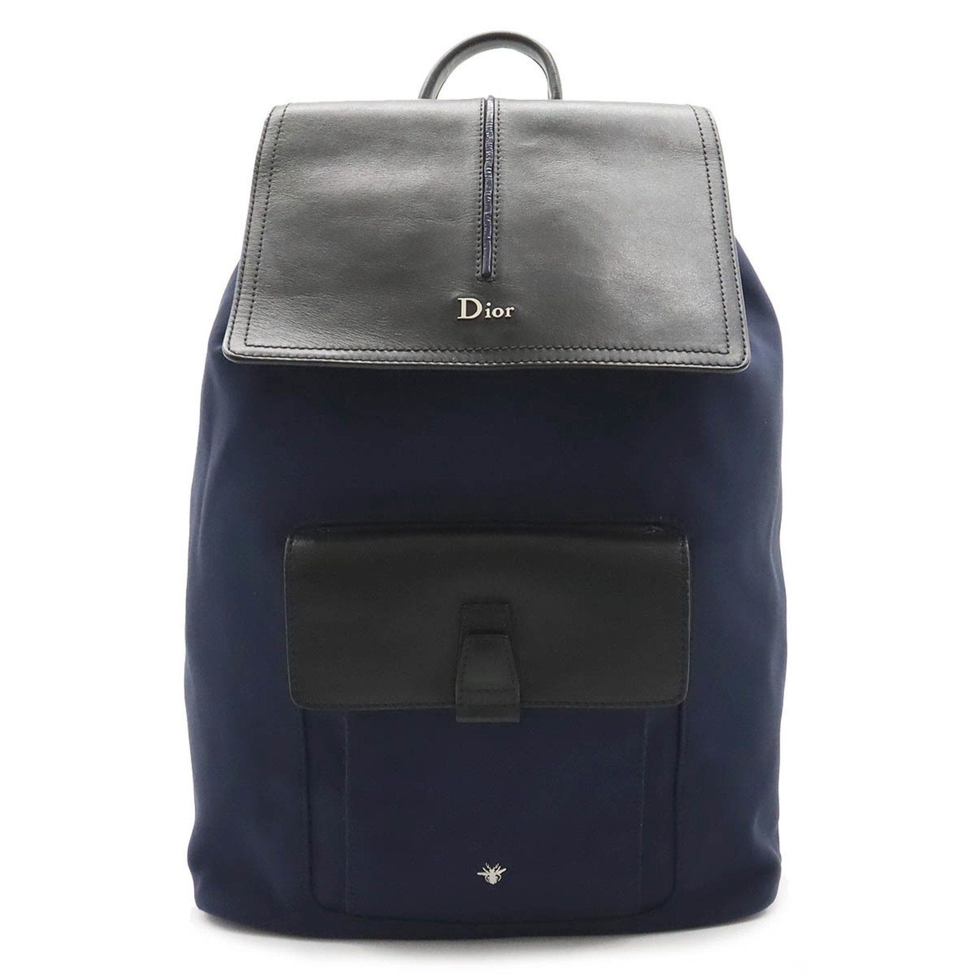 image of Christian Dior Women's Nylon Canvas Backpack Navy Black in Blue