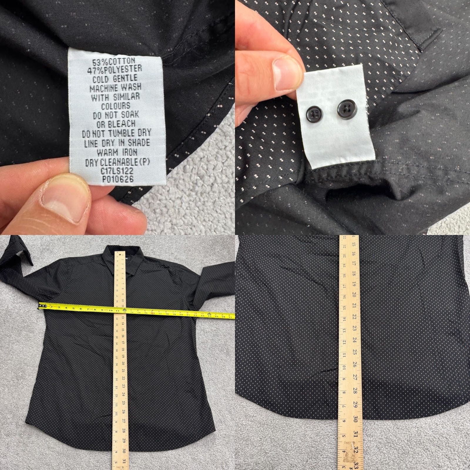Vintage Connor Shirt Men L Black White Polka Dot Slim Fit Button-Down Long Sleeve Casual Workwear Modern Classic 90s? Size US L / EU 52-54 / 3 - 8 Thumbnail