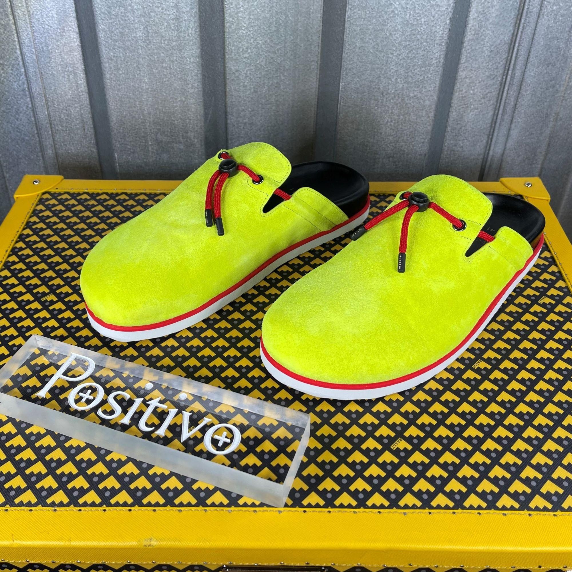 Buscemi Buscemi Pietro Neon Yellow Suede Slippers US 8 EU 41 Size US 8 / EU 41 - 2 Thumbnail