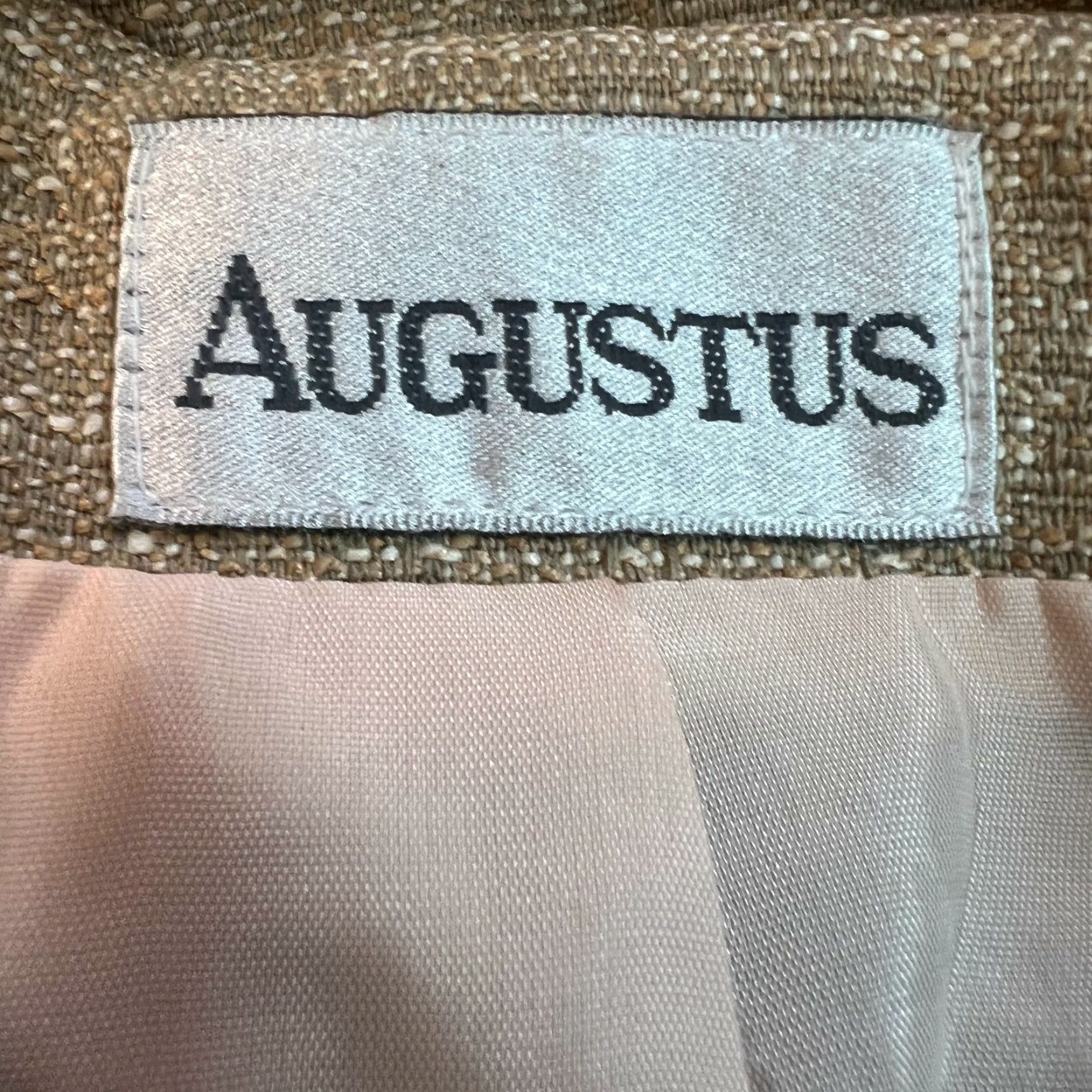 Vintage Augustus Blazer Women 6 Tan Lined One-Button Solid Classic Womens Size M / US 6-8 / IT 42-44 - 7 Thumbnail