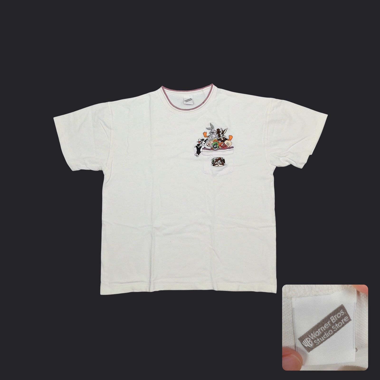 Warner Bros Warner Bros VTG Looney Tunes Embroidered Pique Pocket Tee XL Size US XL / EU 56 / 4 - 1 Thumbnail
