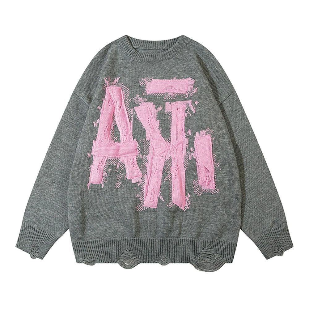 Vintage Men's washed vintage street knitted letter loose sweater Size US M / EU 48-50 / 2 - 1 Thumbnail