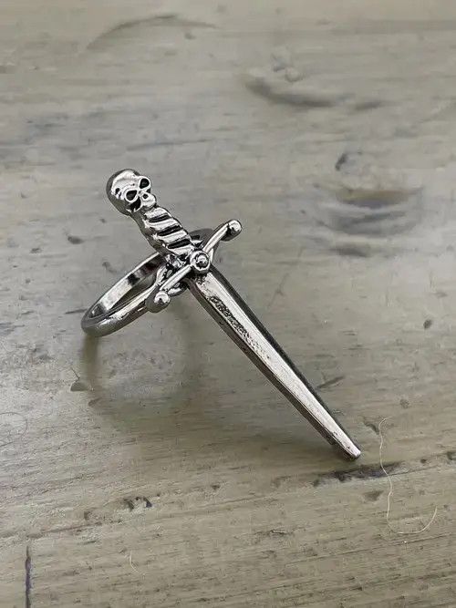 Vintage Skull Dagger Punk Ring Size ONE SIZE - 1 Thumbnail