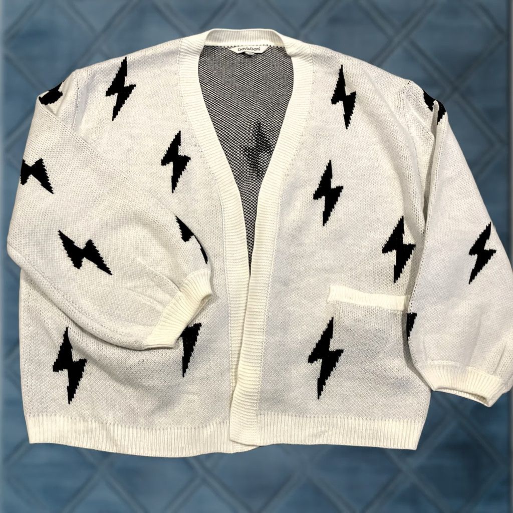 Vintage Davi & Dani Lightning Bolt Open Front Cardigan Sweater Large Womens Awesome Size L / US 10 / IT 46 - 1 Thumbnail