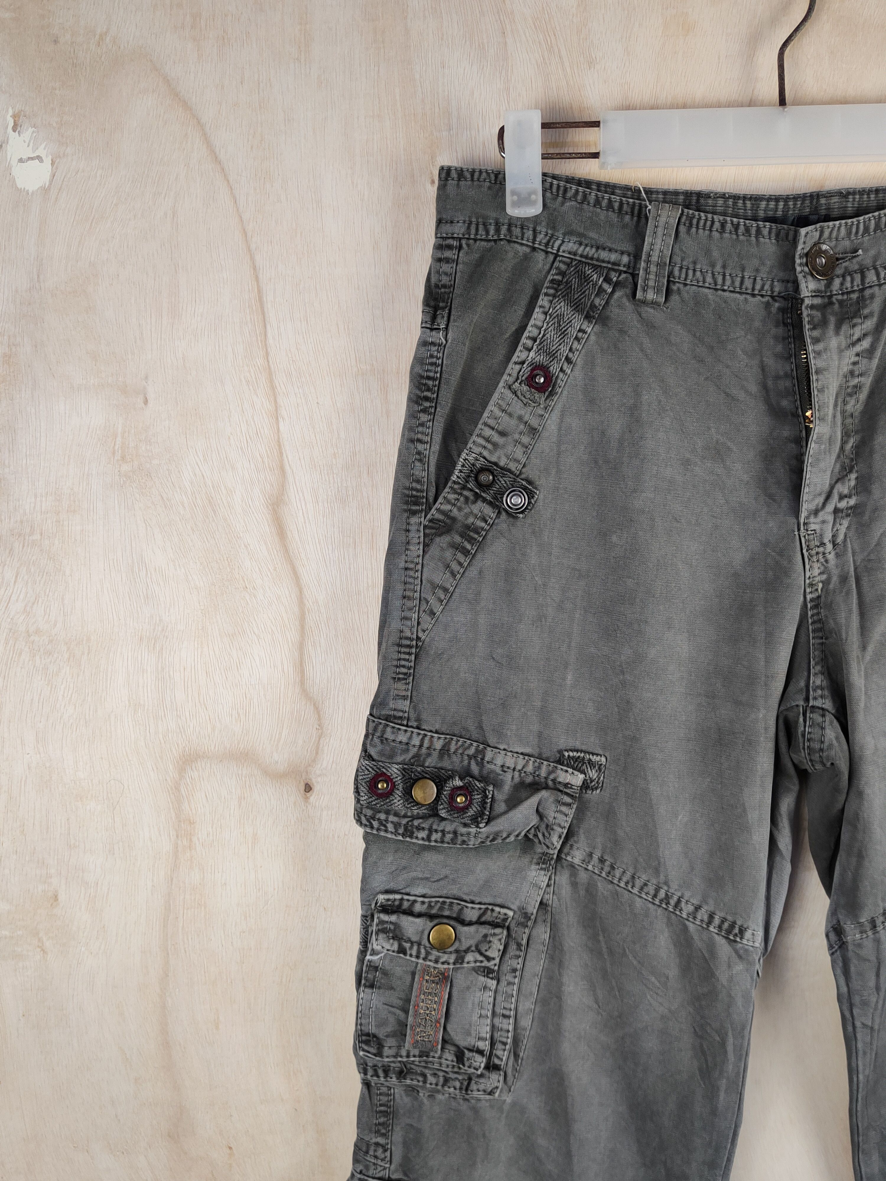 Japanese Brand DL Junye Olive Faded Multipocket Tactical Cargo Pants #S2439 Size US 30 / EU 46 - 3 Thumbnail