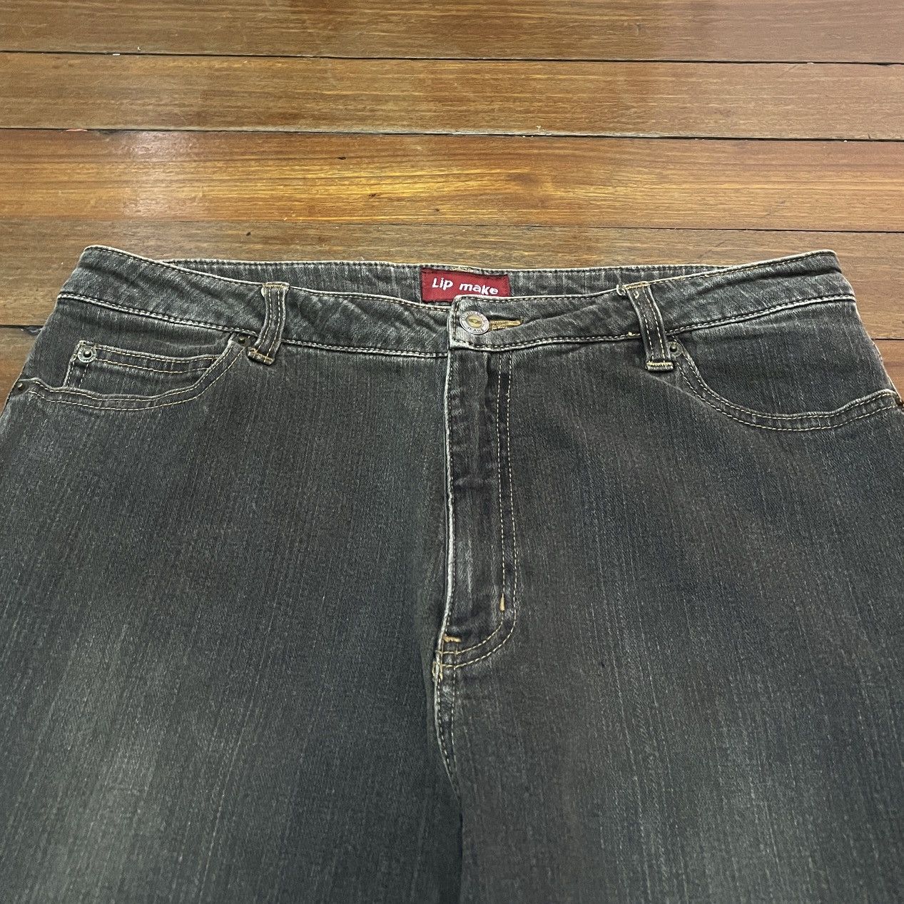 14th Addiction Rare Design Vintage Brand Lip Make Super Flared Jeans 1990s Size US 33 - 3 Thumbnail