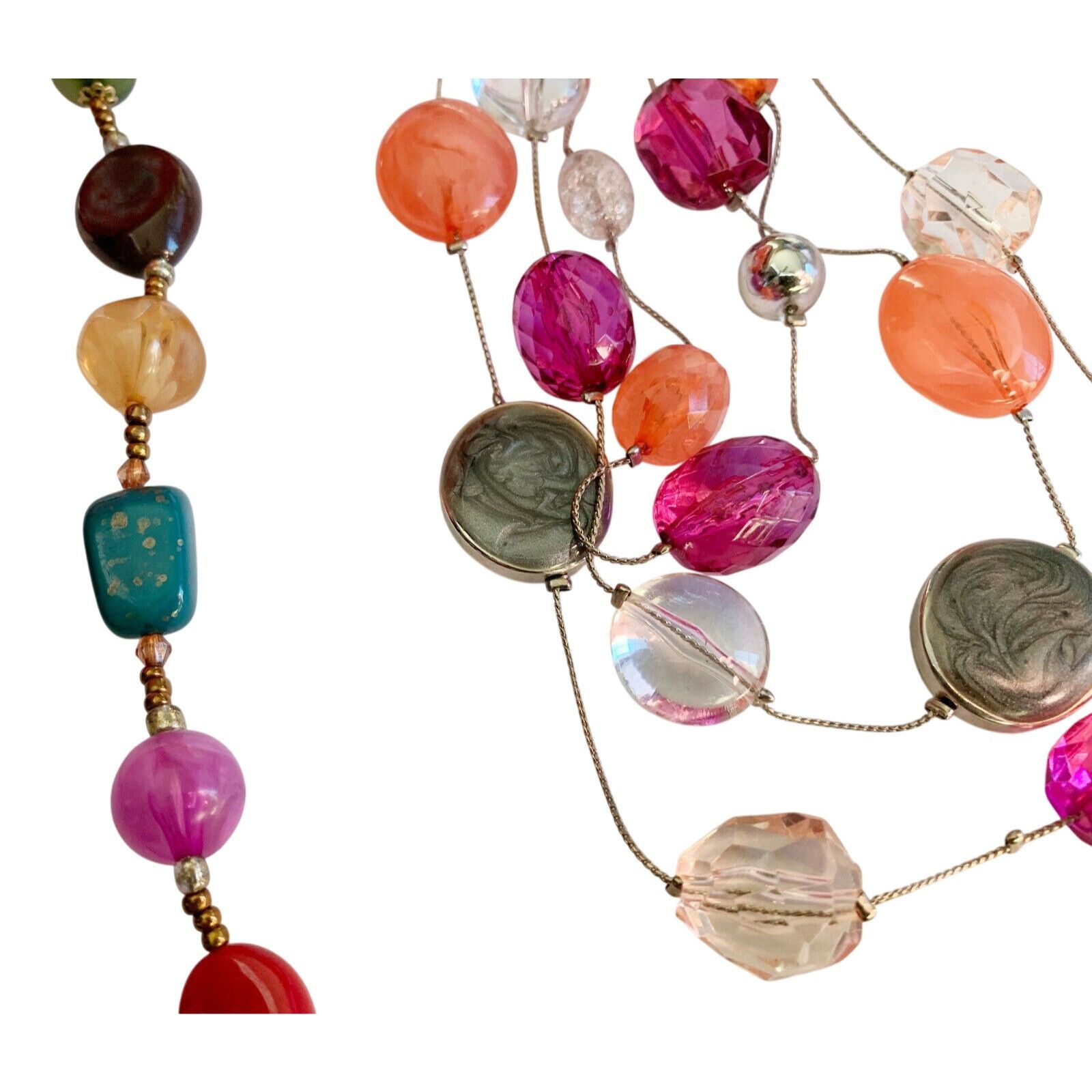 Other Pair of Pink & Coral Colorful Bead Necklaces (17" & 36") for Size ONE SIZE - 2 Thumbnail