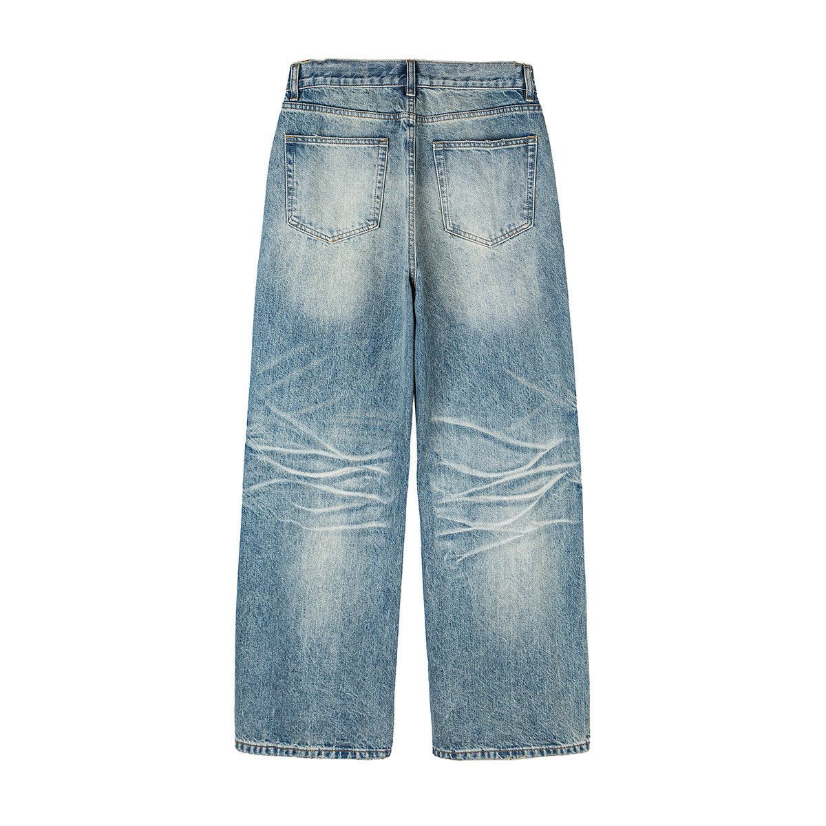 Vintage Retro loose straight leg casual washed jeans Size US 32 / EU 48 - 2 Thumbnail