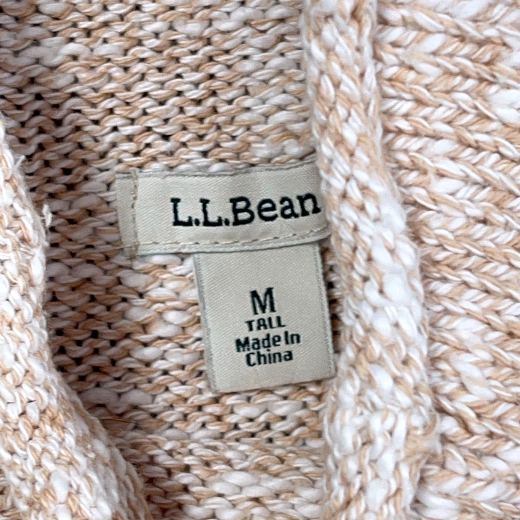 Vintage L.L. Bean Sweater Women Medium Tall Tan Marled Ragg Roll Mock Funnel Neck Pullover Knit Cotton Solid Classic Size M / US 6-8 / IT 42-44 - 3 Thumbnail