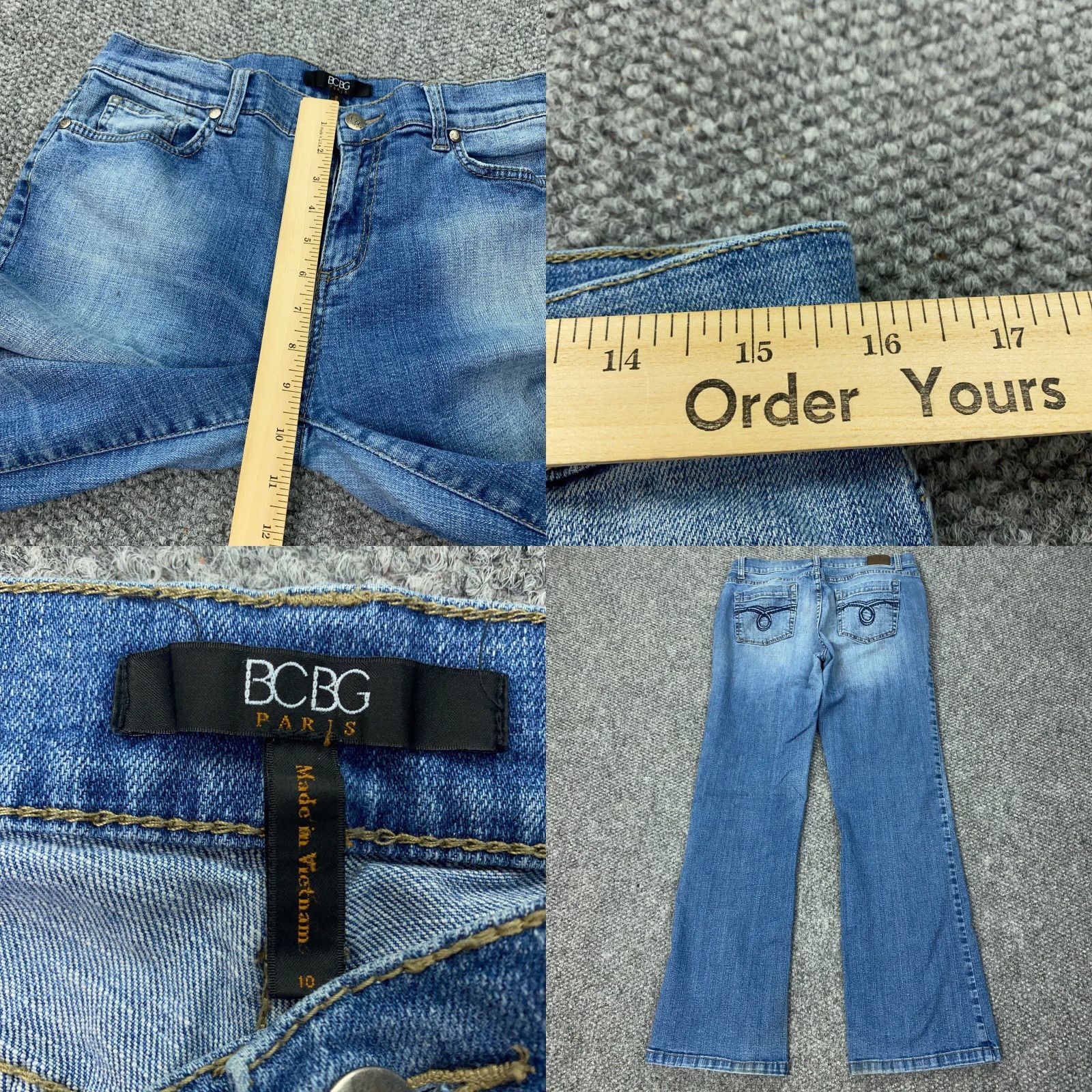 Vintage BCBG Paris Jeans Womens Size 10 Blue Mid-Rise Bootcut Stretch Denim 5-Pocket Size 32" / US 10 / IT 46 - 8 Thumbnail