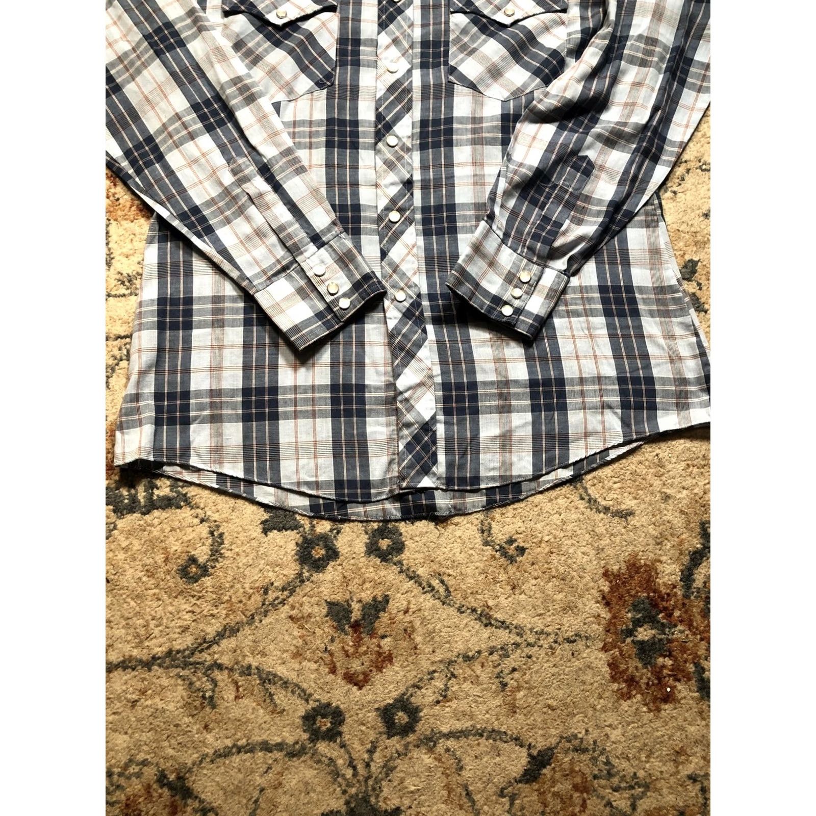 Saturdays NYC VINTAGE Saturdays Western Shirt Mens Large Blue Plaid Pearl Snap Long Sleeve 70s Size US L / EU 52-54 / 3 - 5 Thumbnail