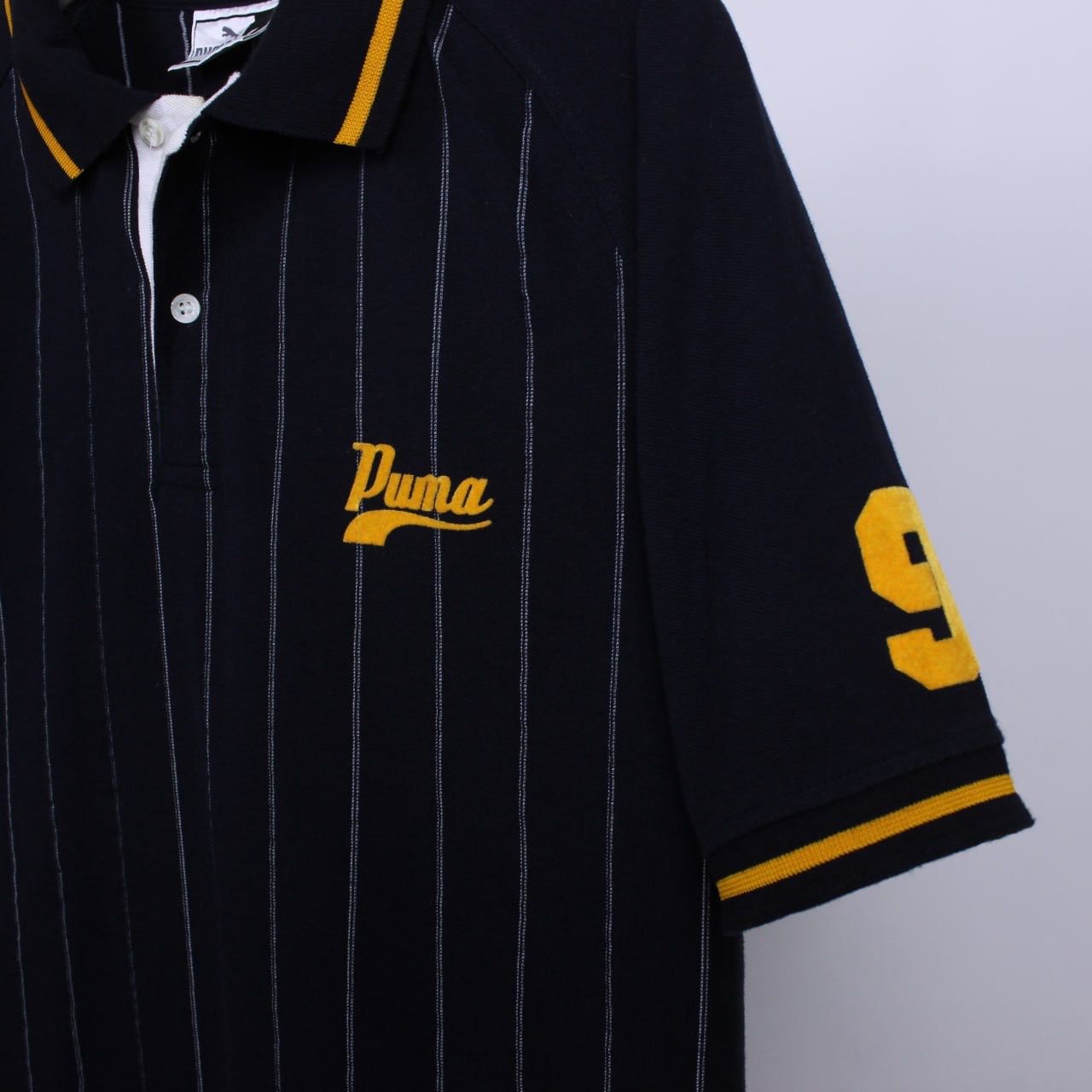 Puma Vintage Puma Polo Striped Yellow Tipped Logo Spellout VGC Size US M / EU 48-50 / 2 - 4 Thumbnail