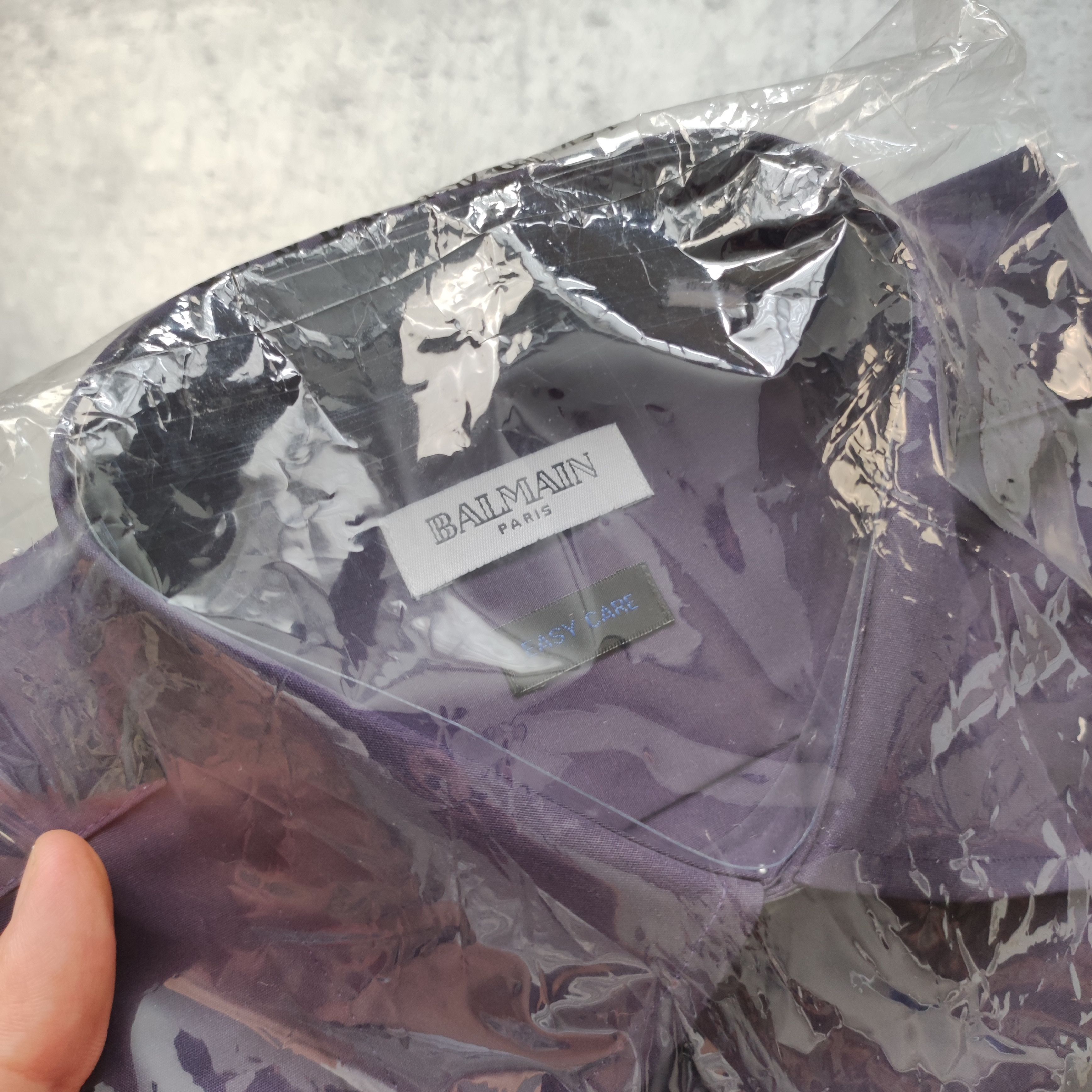Balmain × Pierre Balmain RARE 90s Brand NEW Balmain Paris Classic Purple B Logo Shirt Size US L / EU 52-54 / 3 - 4 Thumbnail