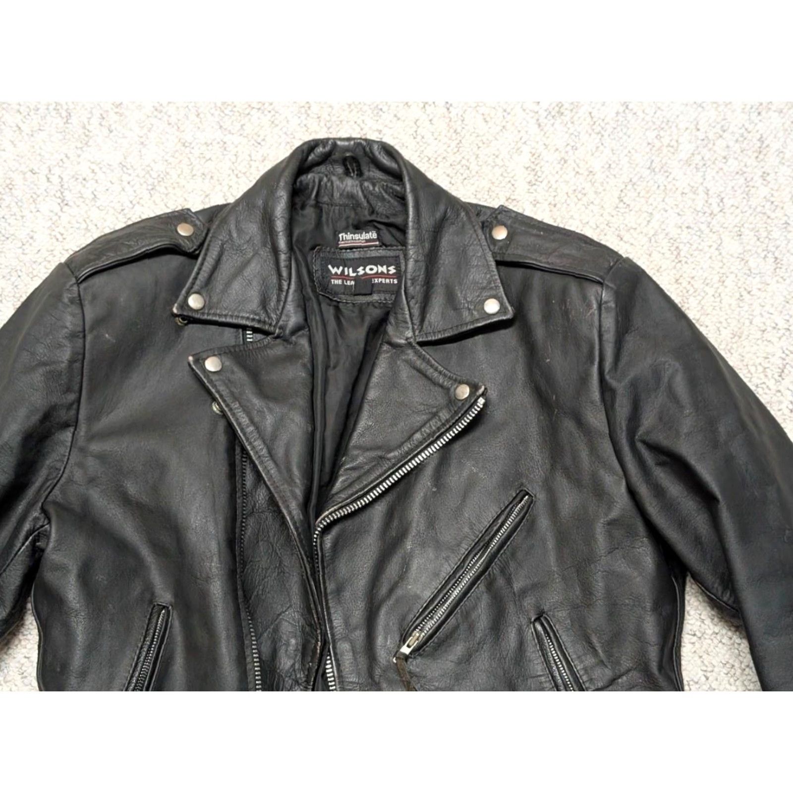 Vintage VINTAGE Wilsons motorcycle jacket M black leather 40 Open Road 1990s Mens Size US M / EU 48-50 / 2 - 4 Thumbnail