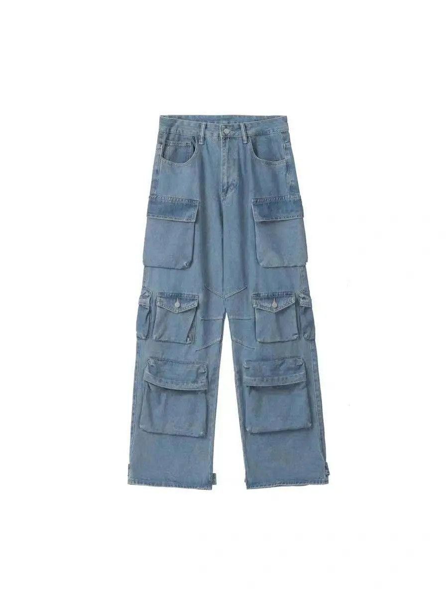 Jean × Vintage Blue Baggy Cargo Denim Jeans Size US 30 / EU 46 - 1 Thumbnail