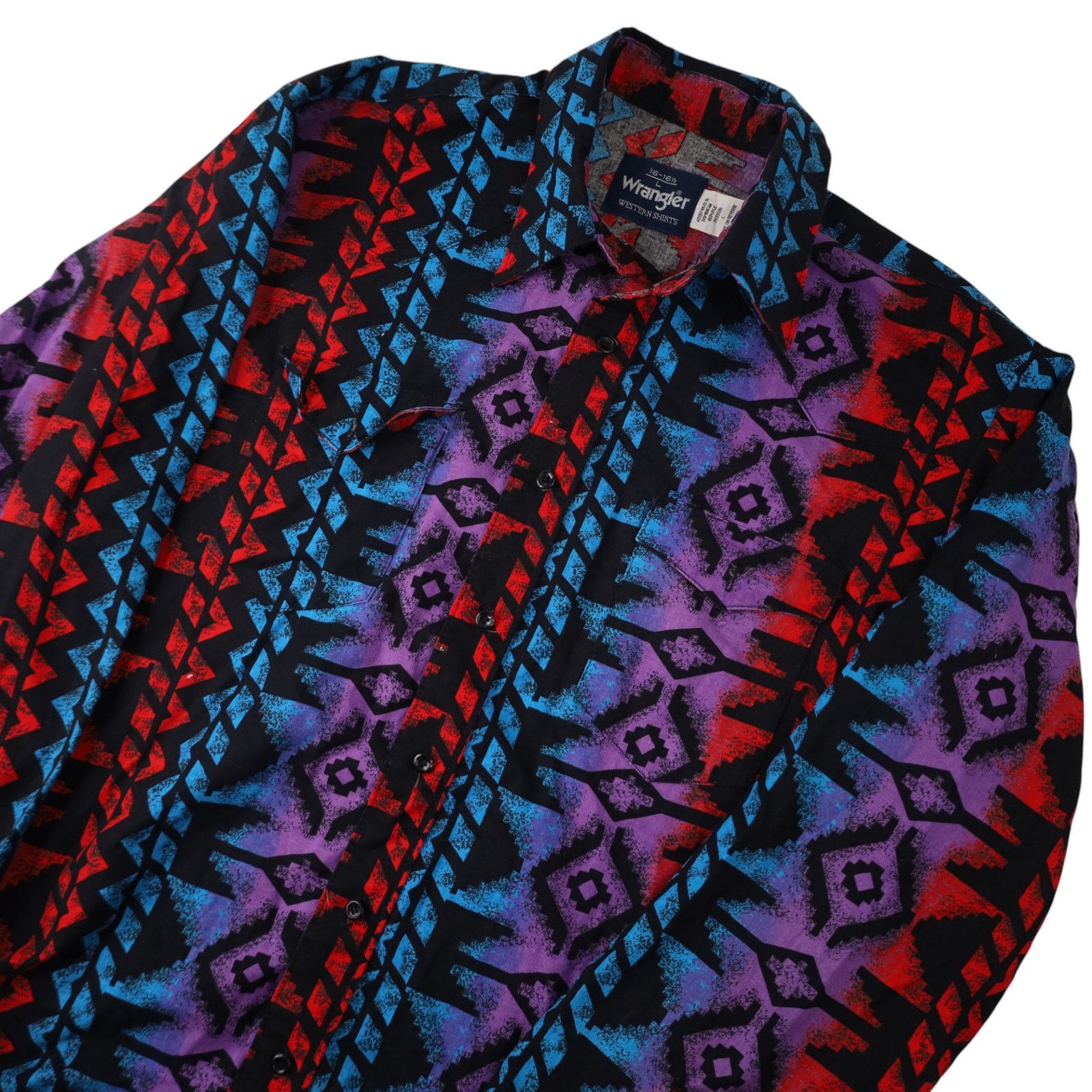 Vintage × Wrangler Vintage Wrangler Vibrant Southwestern Print Cowboy Shirt Size US L / EU 52-54 / 3 - 2 Thumbnail