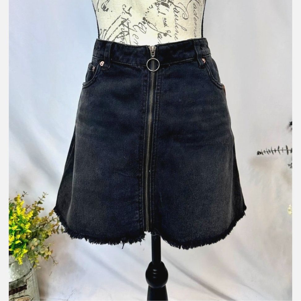 Free People Free People Zip It Up Denim Skirt Haven Black 31 Size 31" - 9 Thumbnail