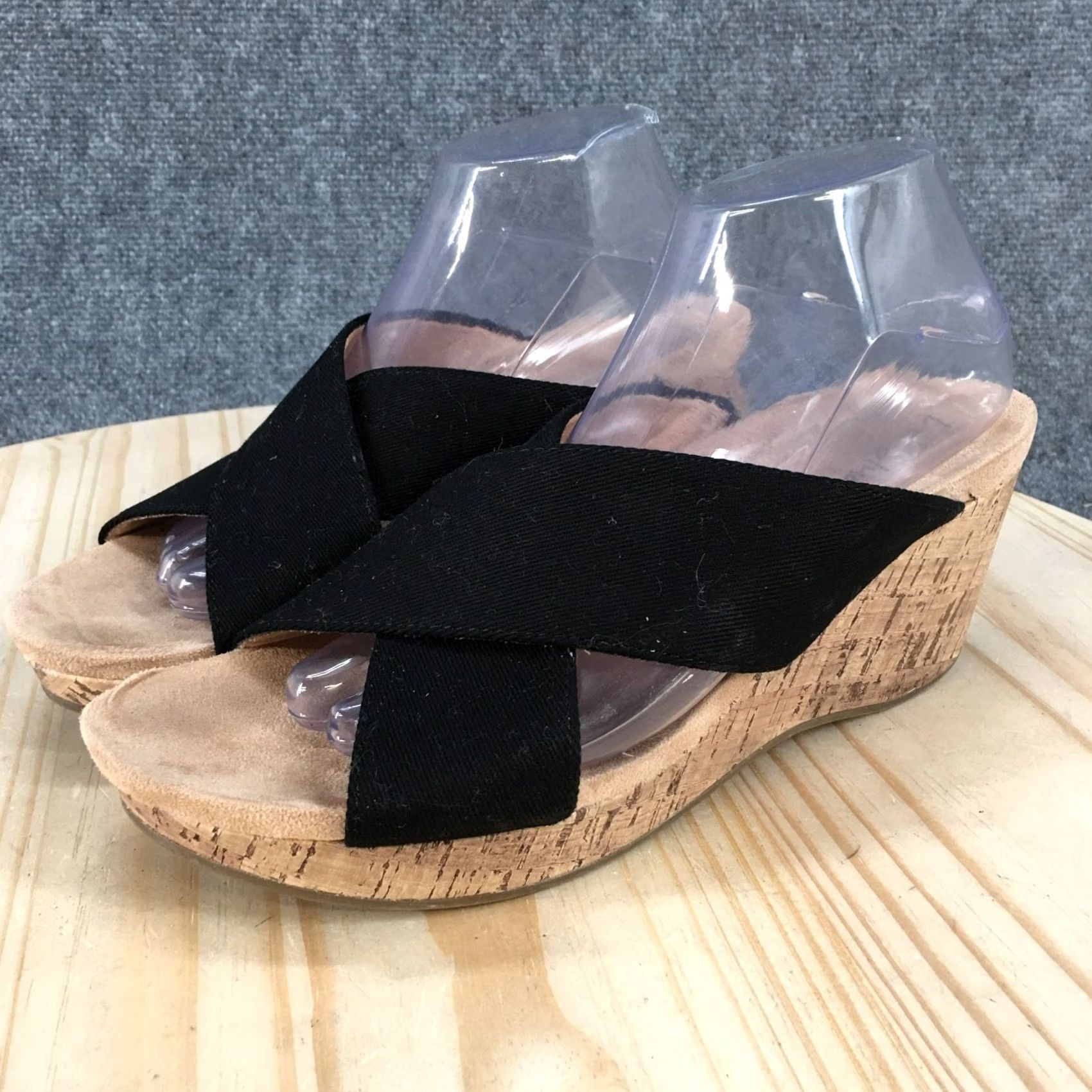 Vintage LifeStride Westcott Black Cork Wedge Slide Sandals Womens 9.5W Criss Cross Size US 10 / IT 40 - 7 Thumbnail