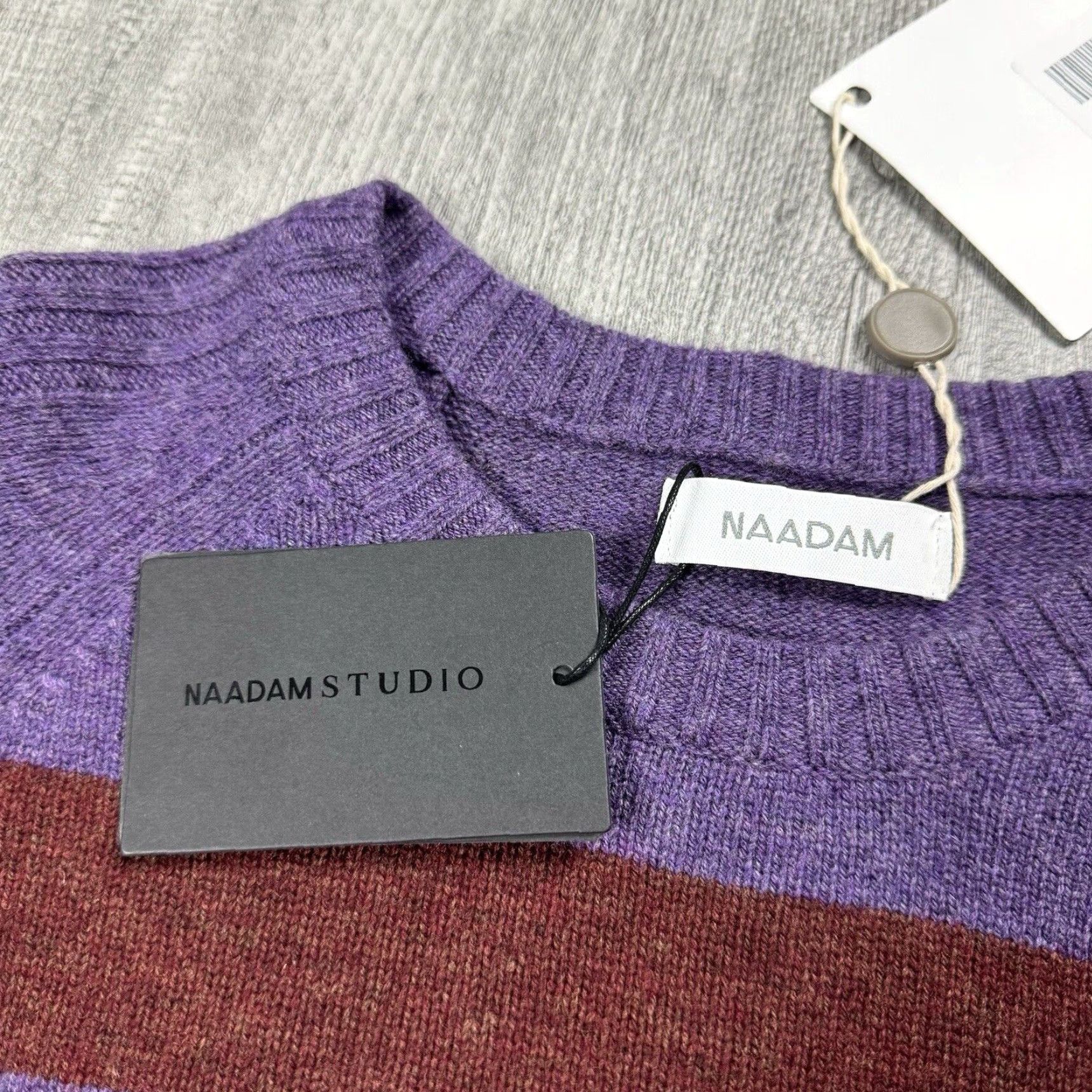 NAADAM VINTAGE NAADAM Wool Cashmere Striped Crew Neck Sweater Women XS Purple Maroon 70s Overdye Knit Pullover Fall Winter Size XS / US 0-2 / IT 36-38 - 3 Thumbnail