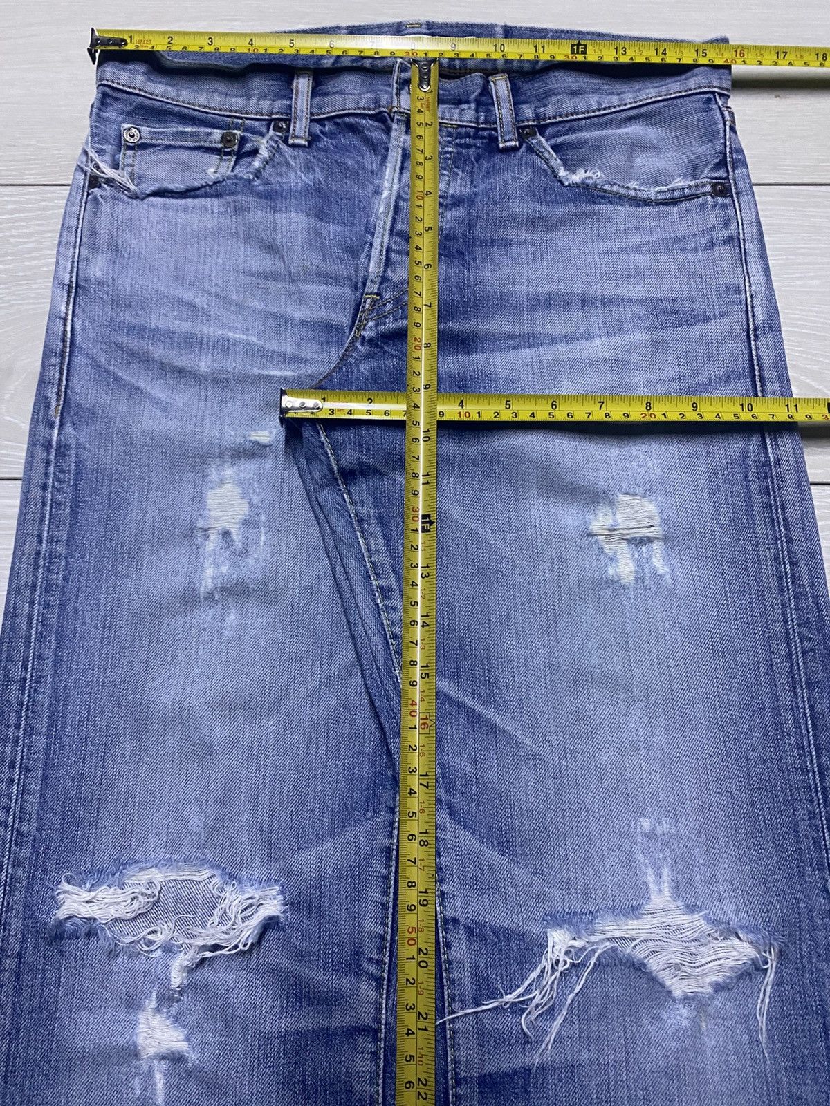 Uniqlo All Made In Japan Uniqlo Distressed ButtonFly Straight Jeans Size US 31 - 17 Thumbnail