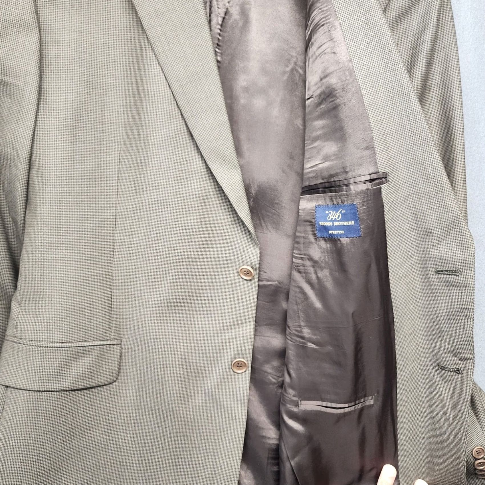 Brooks Brothers VINTAGE Brooks Brothers 346 Blazer Sport Coat Wool Stretch Brown 48L Big & Tall Men Mens Tiny Flaw Size 48R - 3 Thumbnail