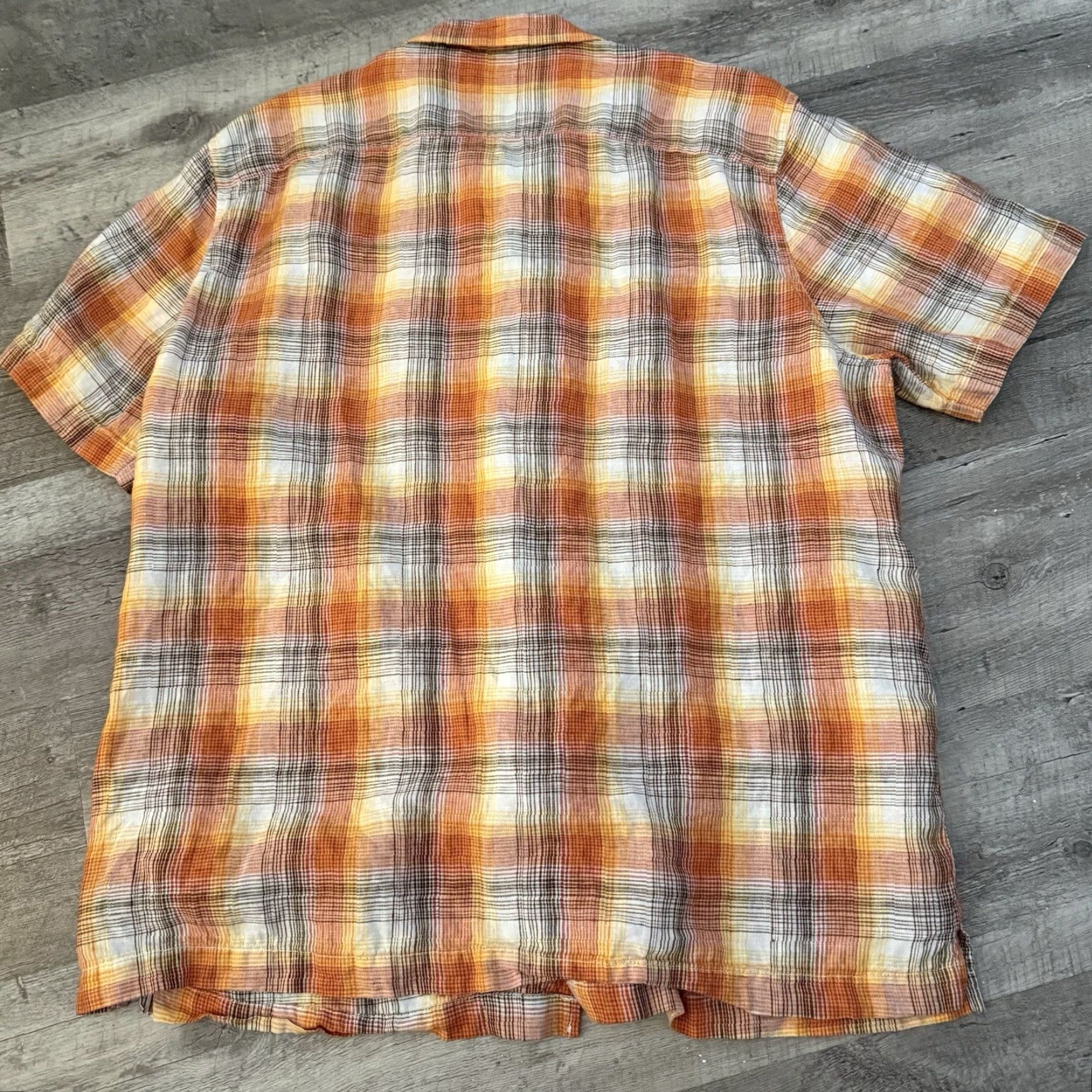 Lands' End Lands End x Blake Shelton Shirt Mens XL Orange Plaid Button Up 100% Linen Short Sleeve Size US XL / EU 56 / 4 - 5 Thumbnail
