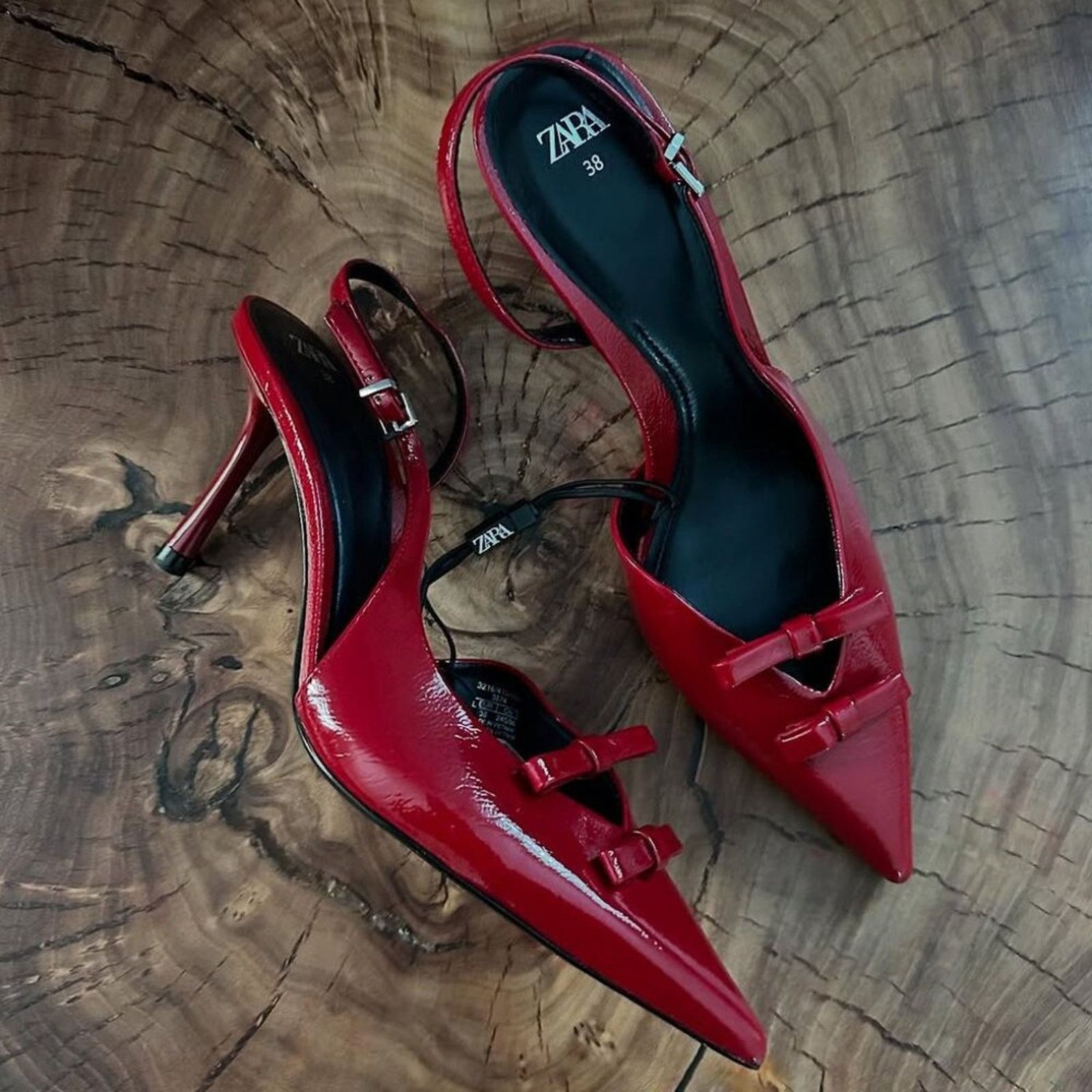 Zara Zara Red Bow Slingback Heels Pointed Toe NWT Size US 9 / IT 39 - 19 Thumbnail