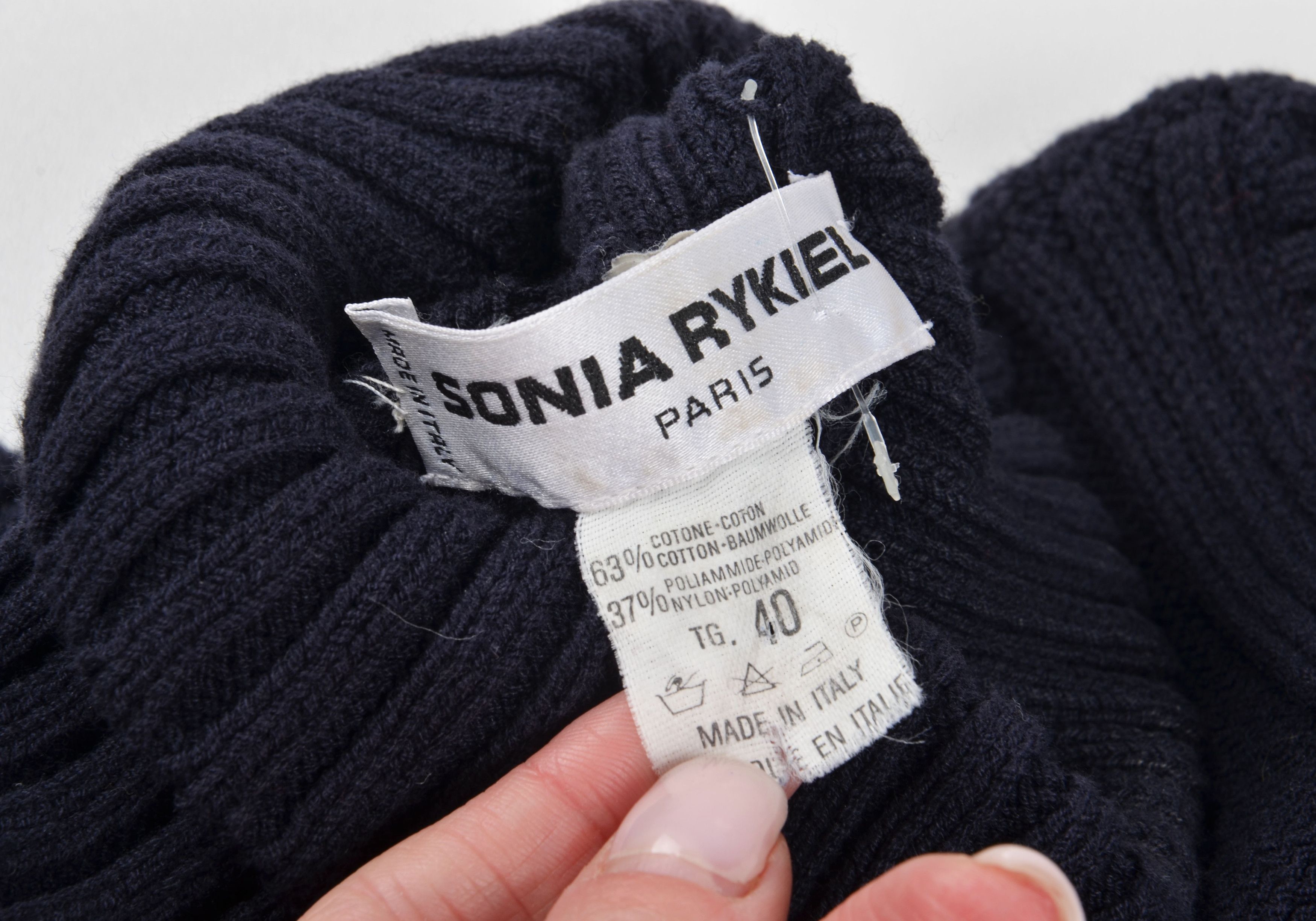Sonia Rykiel Vintage Sonia Rykiel 90's Navy Knitted Turtleneck Top Size S / US 4 / IT 40 - 7 Thumbnail