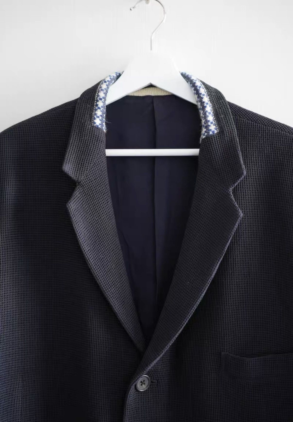 Yohji Yamamoto Yohji Yamamoto 95aw Blue & White Woven Collar Blazer K4 Size US M / EU 48-50 / 2 - 3 Thumbnail