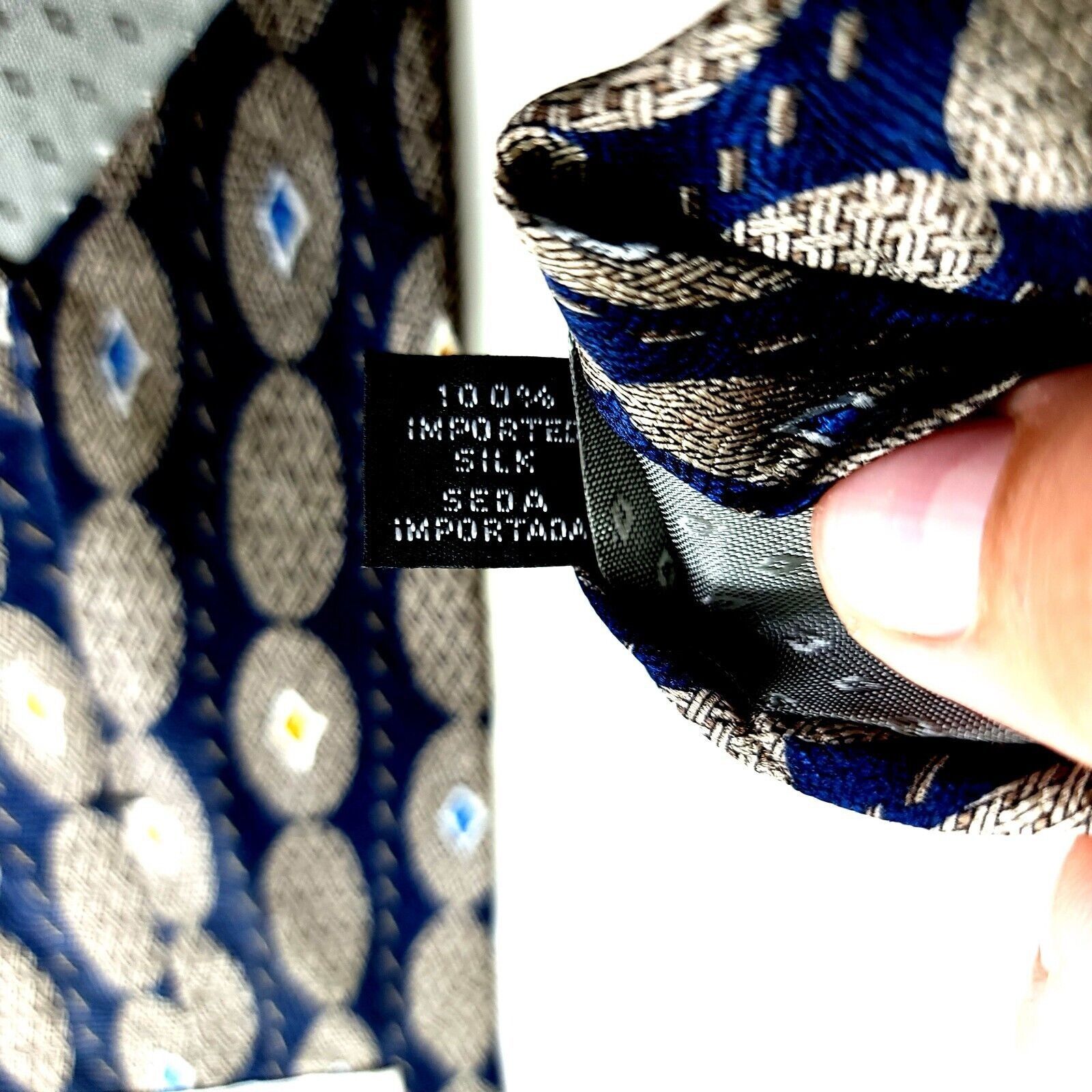 Albert Nipon Albert Nipon Blue Beige Tan Geometric Jacquard Print Short W Size ONE SIZE - 5 Thumbnail