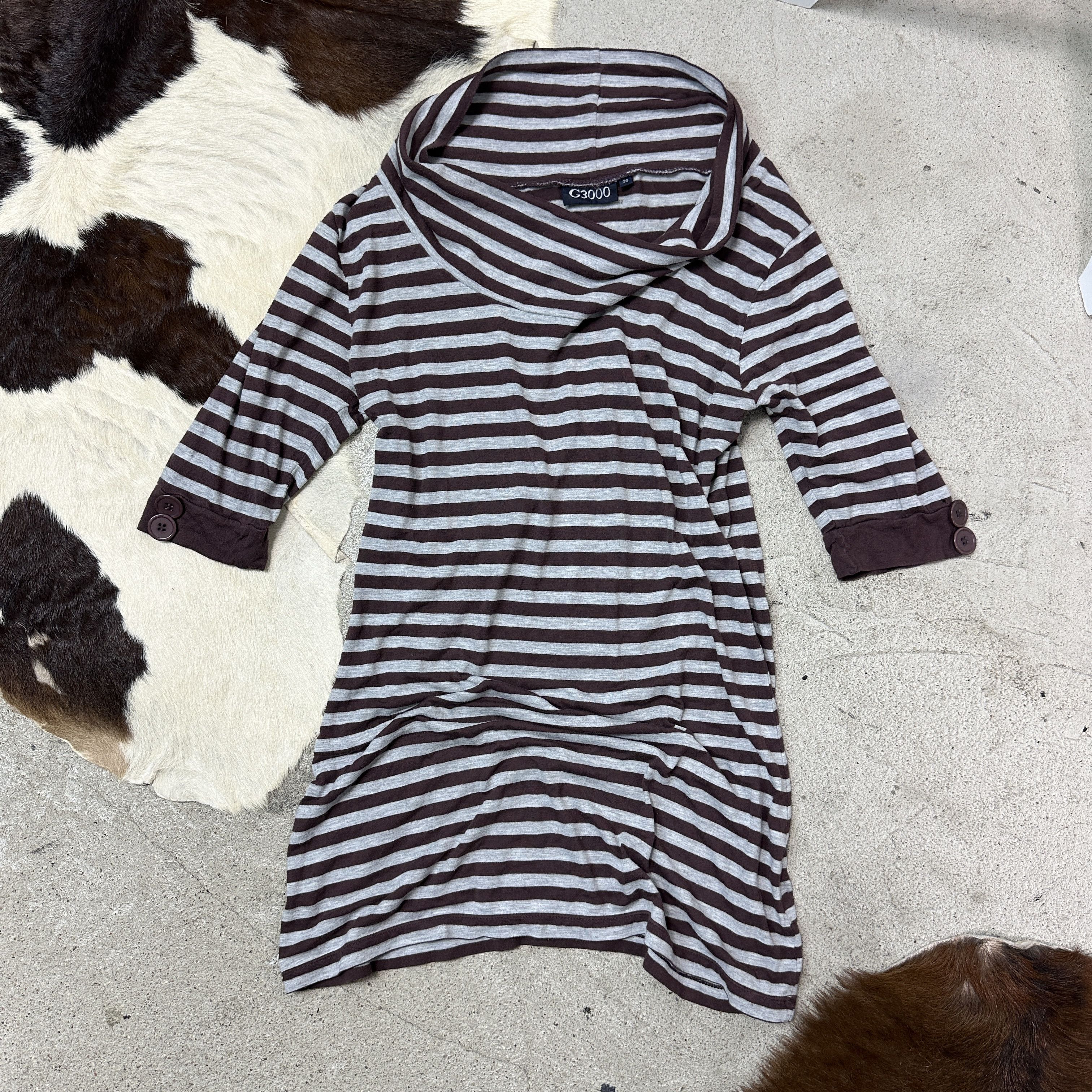 Vintage Vintage Avant Garde Grunge Striped Big Collar Top 00s Size M / US 6-8 / IT 42-44 - 2 Thumbnail