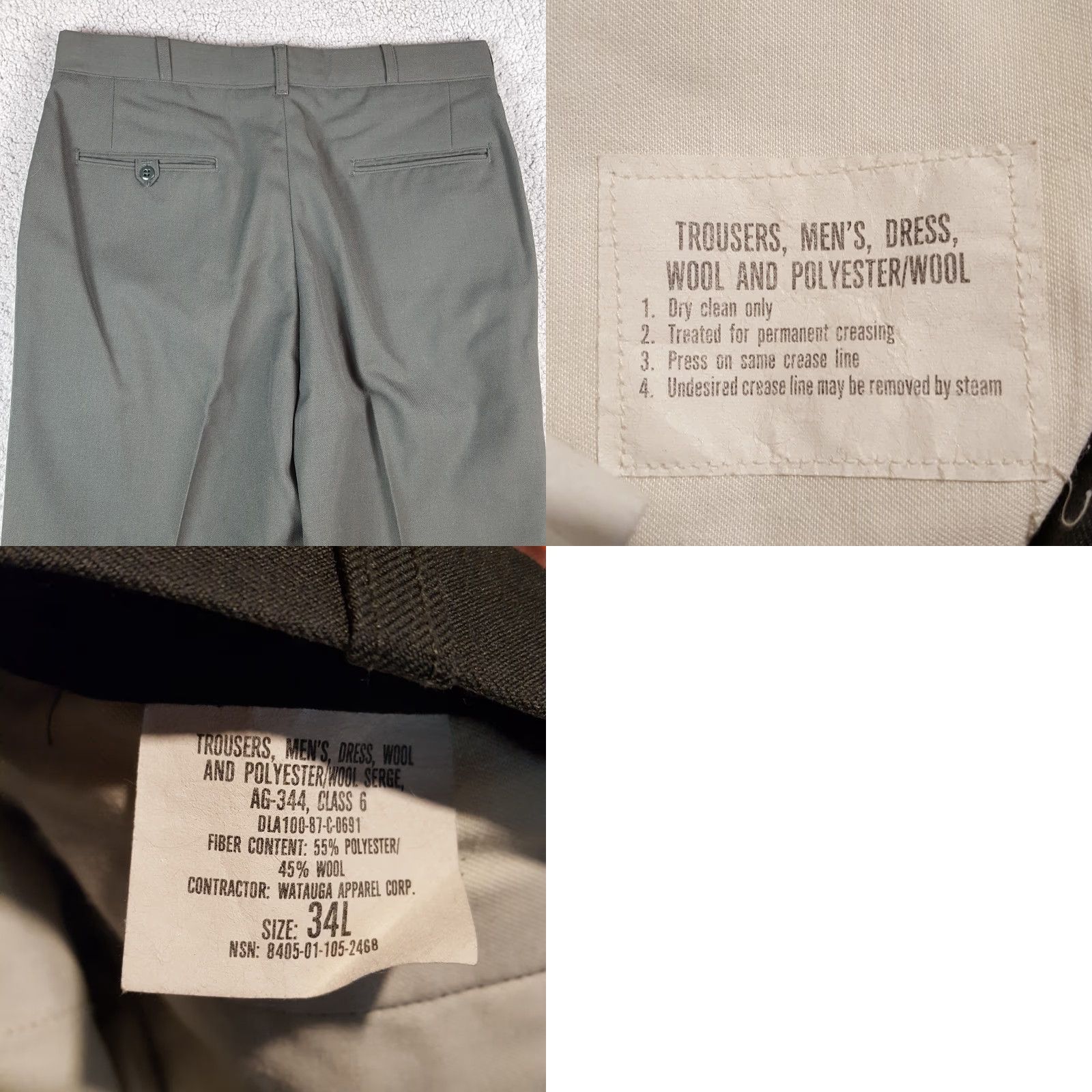 Vintage VINTAGE 80s Army Wool Dress Trousers Men’s Size 34x29 Green Cotton Wool Military Straight Leg Pants Size US 34 / EU 50 - 8 Thumbnail