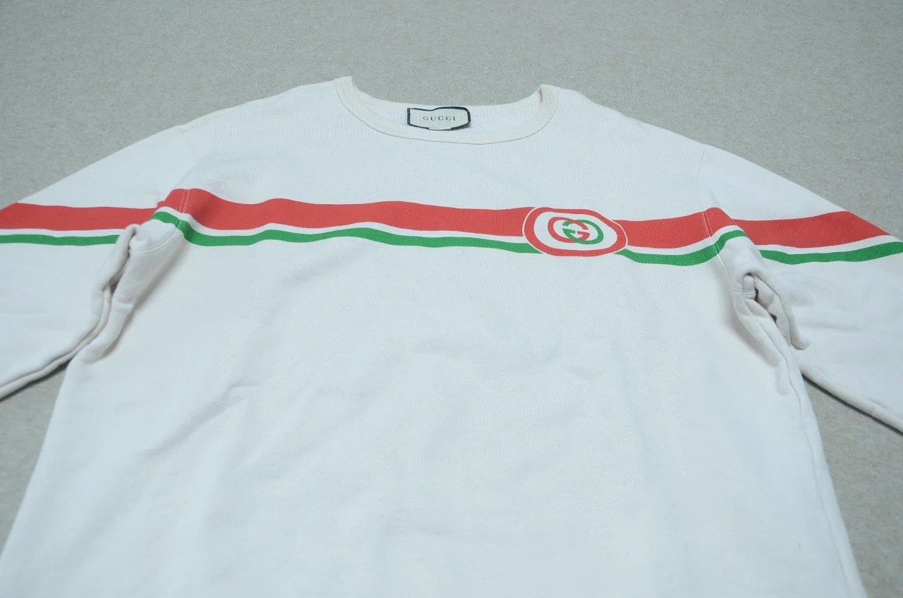 Gucci Gucci Double G Vintage Stripe White Unisex Sweatshirt XL Size US XL / EU 56 / 4 - 2 Thumbnail