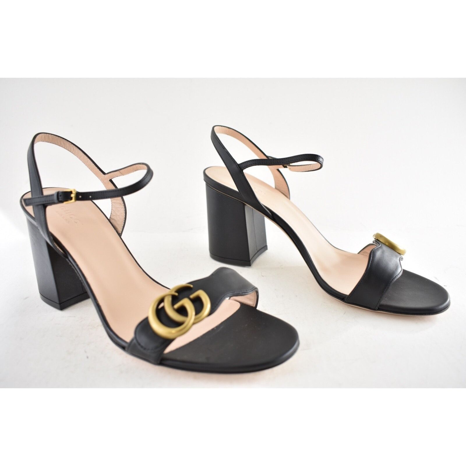 Gucci Gucci Marmont Black Leather Gold GG Logo Block Heel Ankle Size US 10 / IT 40 - 3 Thumbnail
