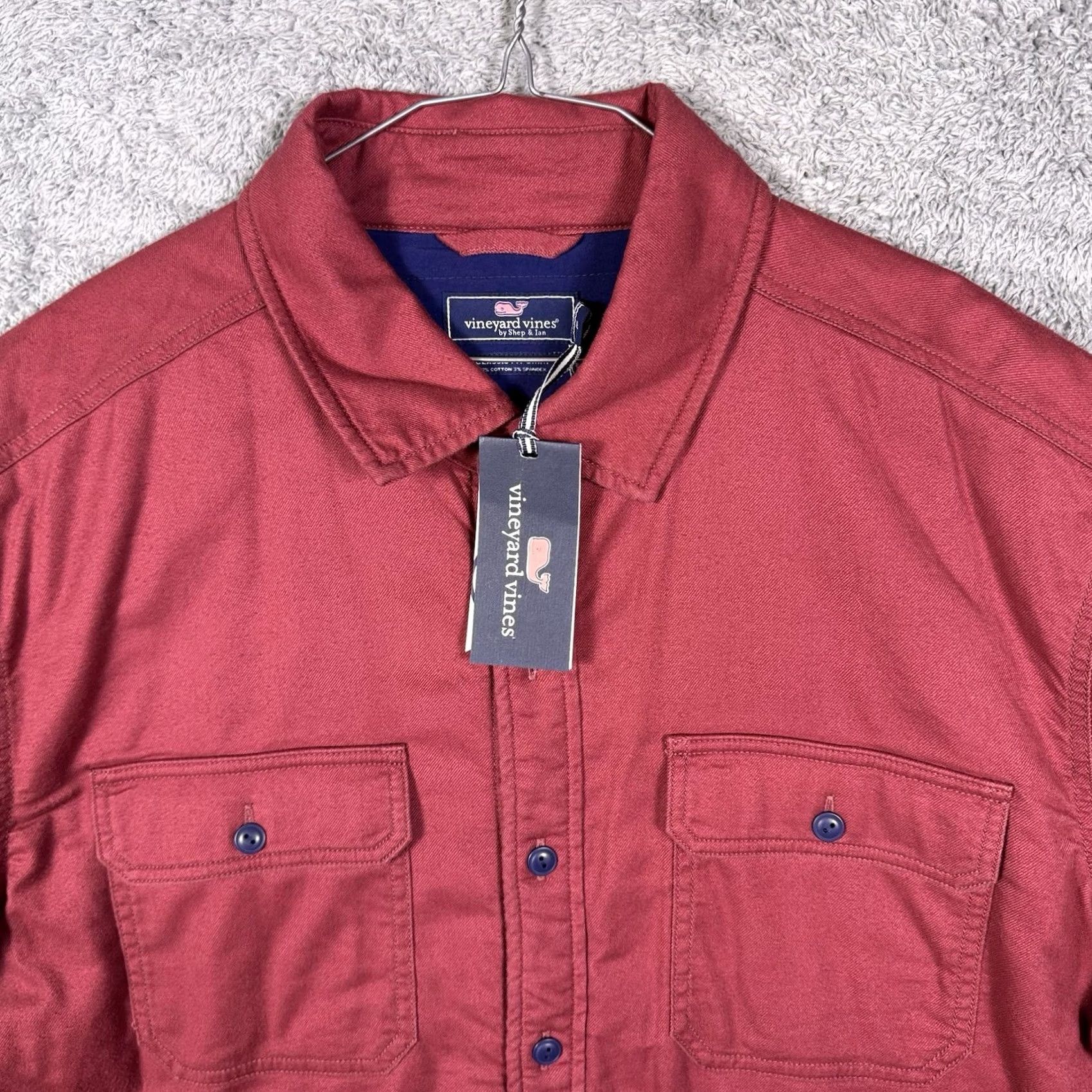 Vineyard Vines Vineyard Vines Jacket Mens 2XL Slopeside Overshirt Flannel Shacket - Red - Cotton - Mid-Length Size US XXL / EU 58 / 5 - 5 Thumbnail