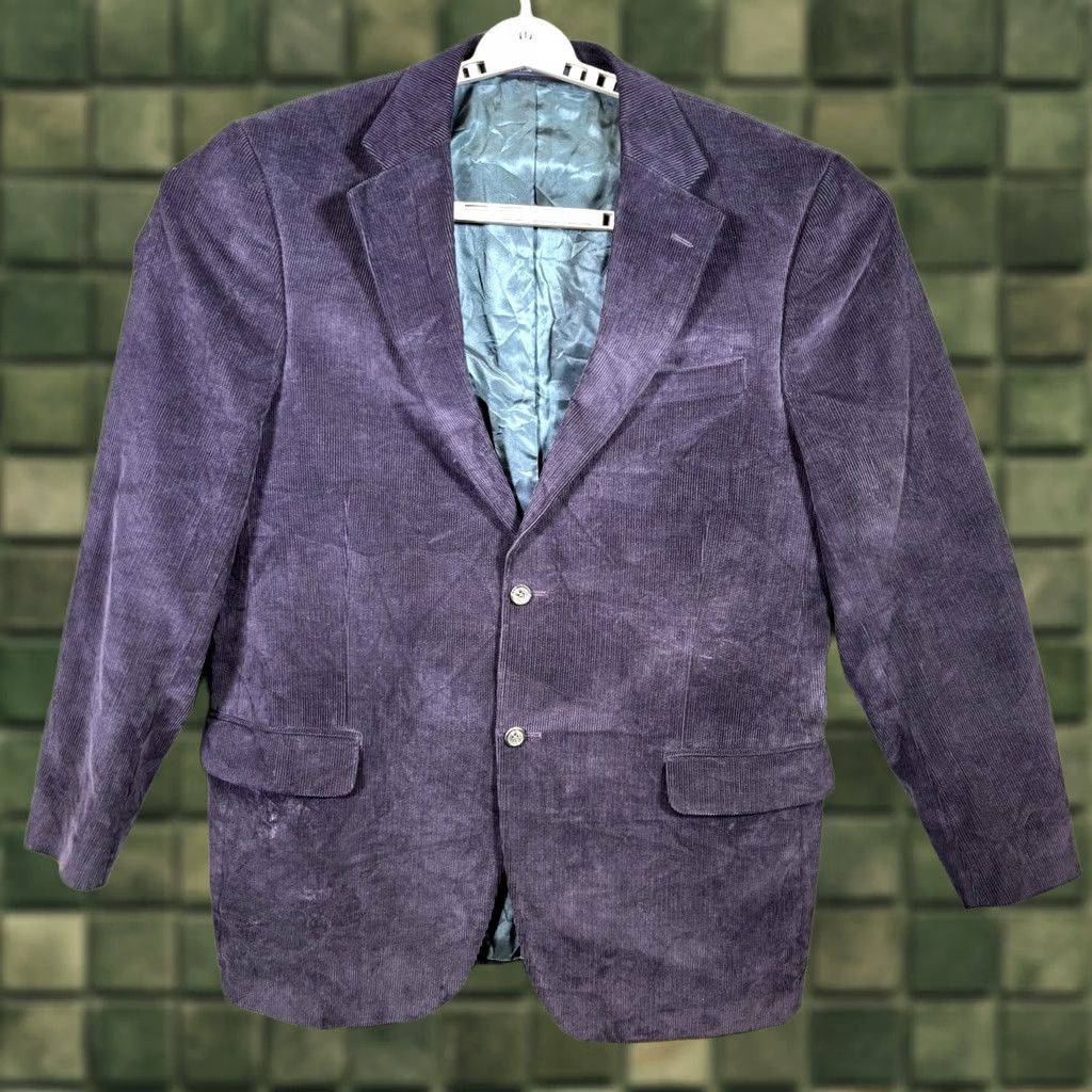 Lands' End Lands' End Blazer Mens Purple Corduroy Notch Two-Button Jacket 43 Long Regular Fit Dark Academia Mens Size 44R - 1 Thumbnail