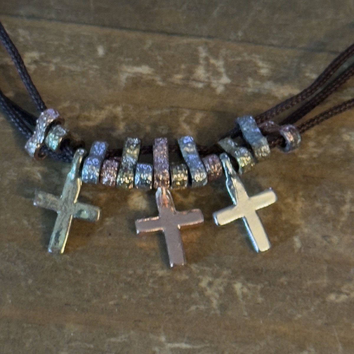 Other Tricolor rhinestone crosses cord necklace Size ONE SIZE - 4 Thumbnail