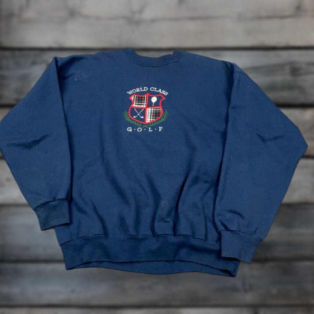 Vintage VINTAGE 90s World Class Golf Embroidered Sweatshirt Adult Large Blue Cotton Pullover Mens Retro Sports Size US L / EU 52-54 / 3 - 1 Thumbnail