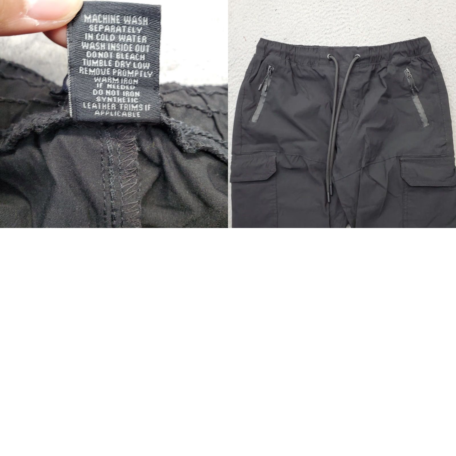 Vintage Benjamin Black Cargo Jogger Pants Men Small Black Stretch Tapered Leg Drawstring Size US 29 - 8 Thumbnail