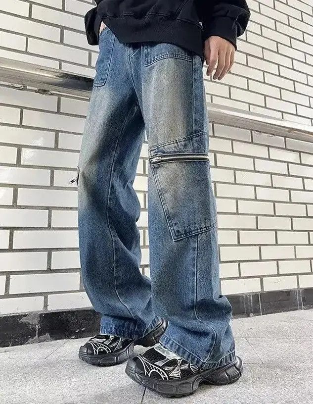 Japanese Brand Harajuku Wide Leg Cargo Jeans Size US 32 / EU 48 - 2 Thumbnail