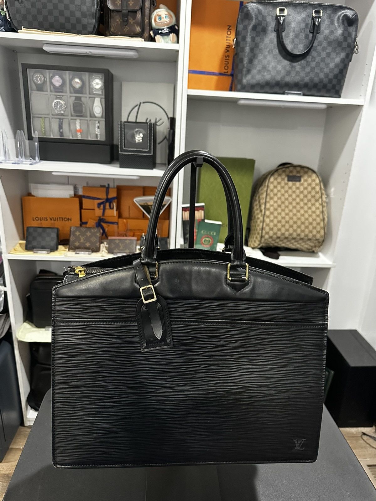 Louis Vuitton Louis Vuitton Riviera Handbag Epi Leather Black Size ONE SIZE - 3 Thumbnail