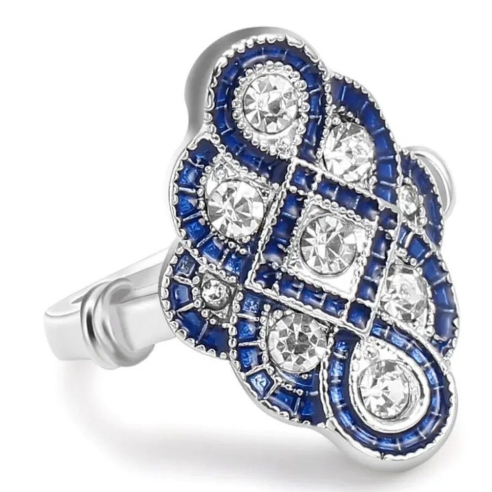 Other Blue & Rhinestone Silver Plate Ring Size 8 Size ONE SIZE - 1 Thumbnail
